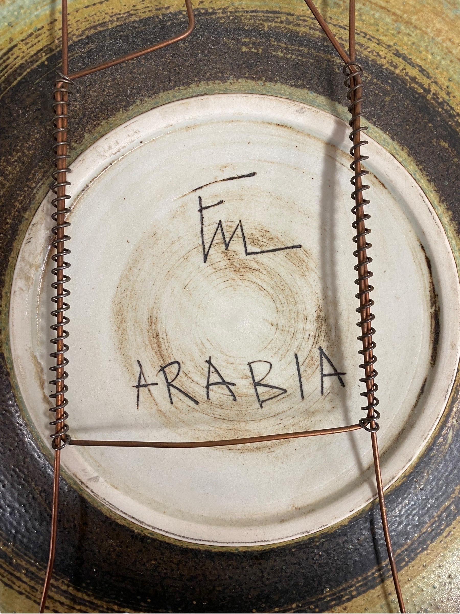 Grès porcellanato Splendido piatto da parete in gres turchese Francesca Mascitti Lindh, Arabia anni '70 in vendita