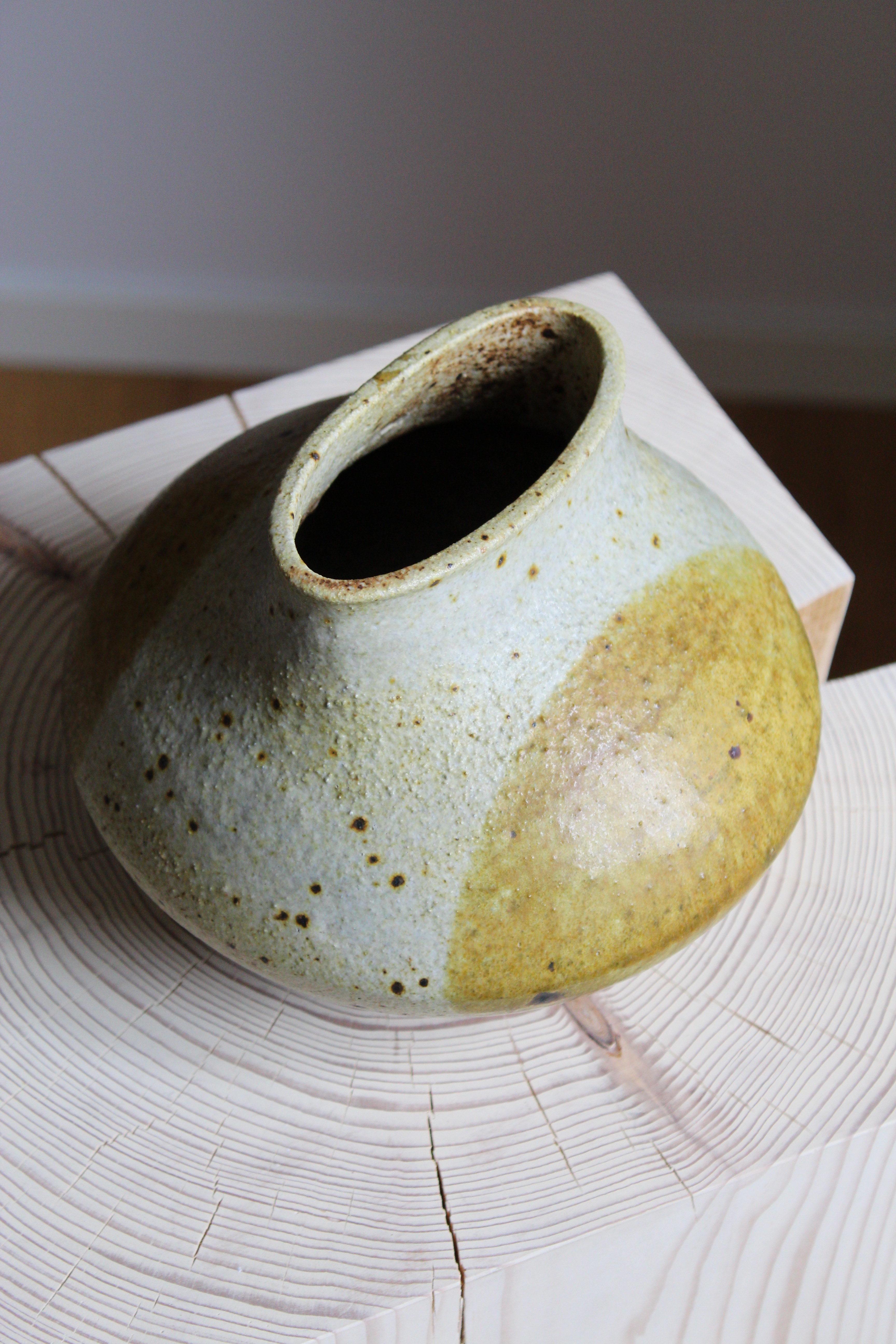 Finnish Francesca Lindh, Studio Vase, Glazed & Painted Stoneware, Arabia, Finland, 1955