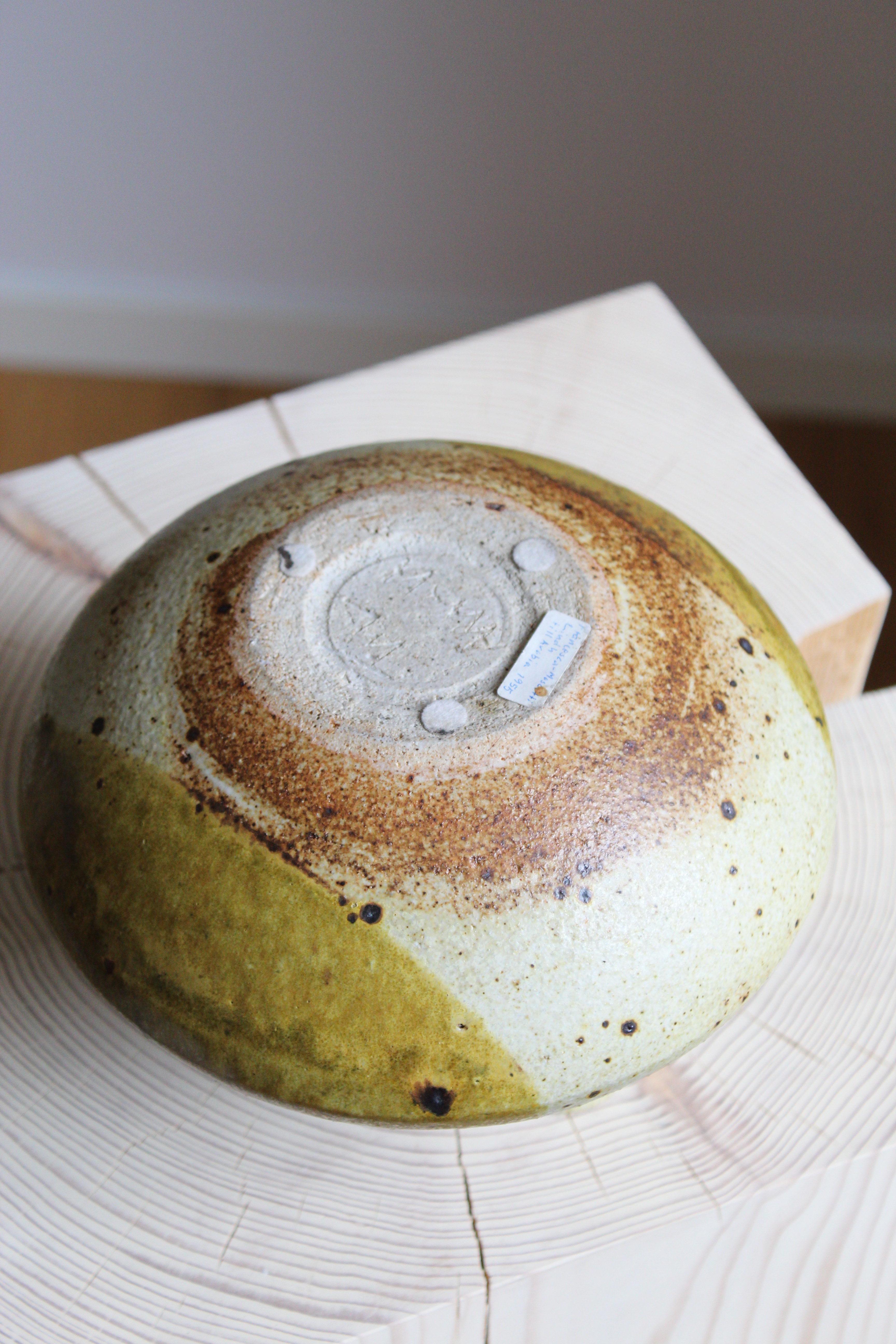 Francesca Lindh, Studio Vase, Glazed & Painted Stoneware, Arabia, Finland, 1955 In Good Condition In High Point, NC
