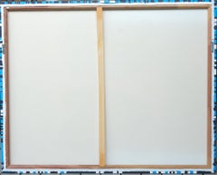 "Birds of Prey" Large Abstract Painting  Blue Cool Tones Bird Floral Math