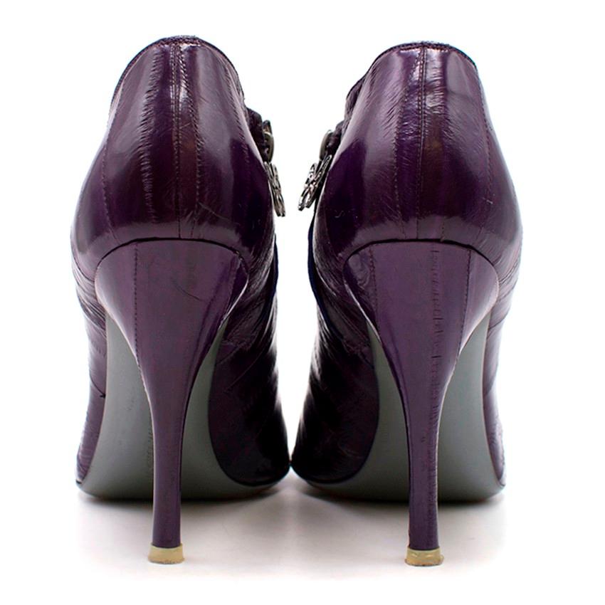 Francesca Mambrini Lila Aalleder-Stiefel mit Absatz - Größe EU 41 im Zustand „Hervorragend“ im Angebot in London, GB