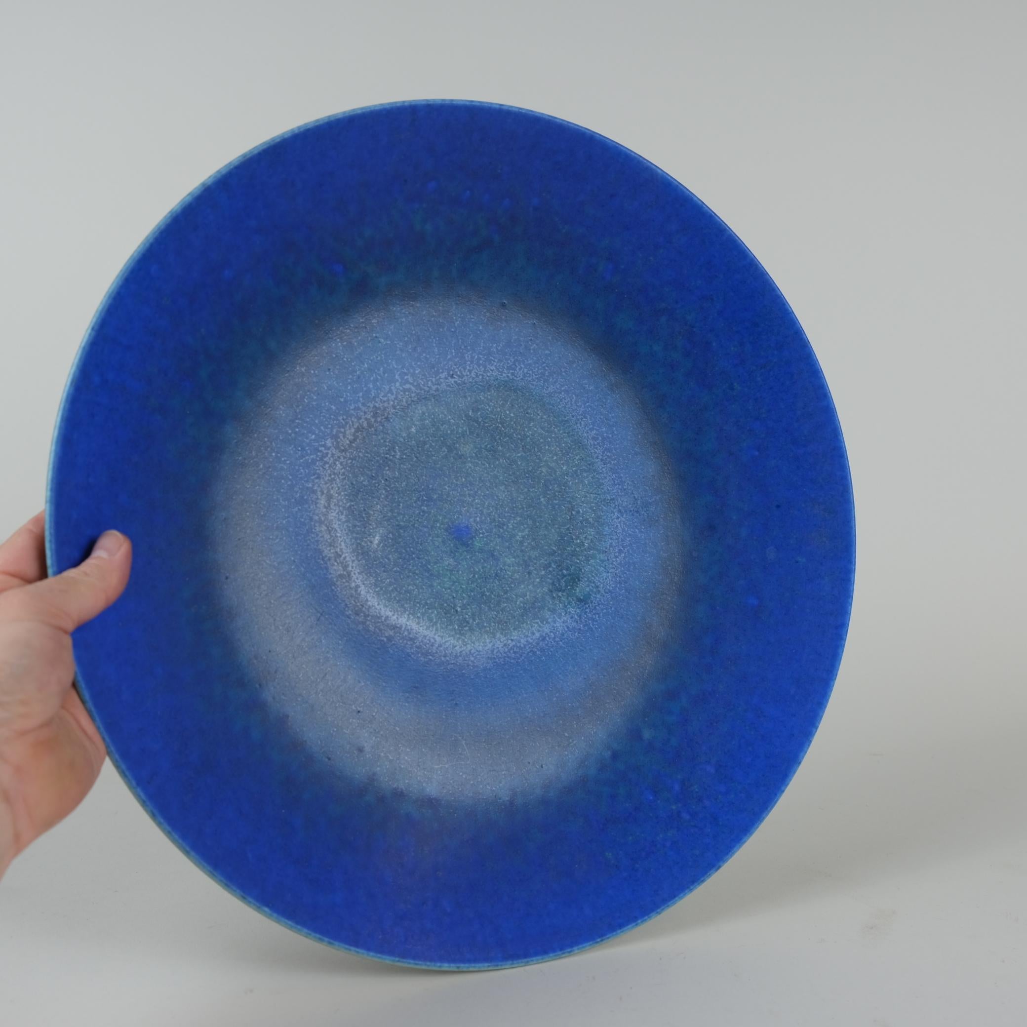 Francesca Mascitti Lindh Plato de cerámica, turquesa, azul y verde, Arabia Años 70 en venta 3