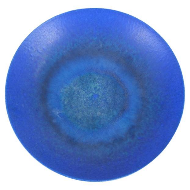 Plat en céramique Francesca Mascitti-Lindh, turquoise, bleu et vert, Arabia 1970