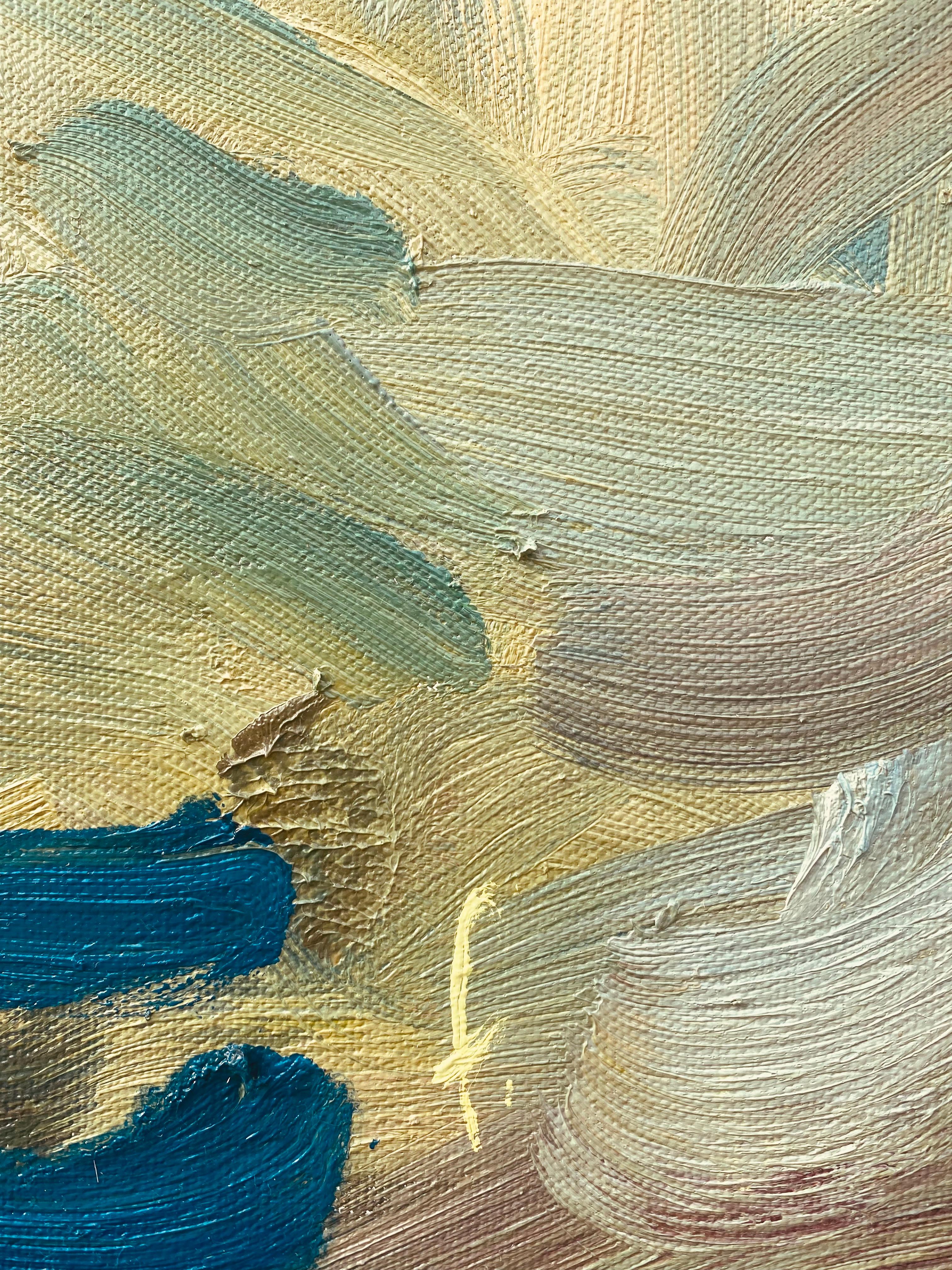Un sonno profondo e sognante. Pittura ad olio espressionista astratta - Landscape Painting Beige di FRANCESCA OWEN 