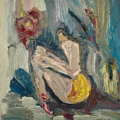 Ballerina With Red Dress Shoes. Contemporary Impressionist Oil Painting