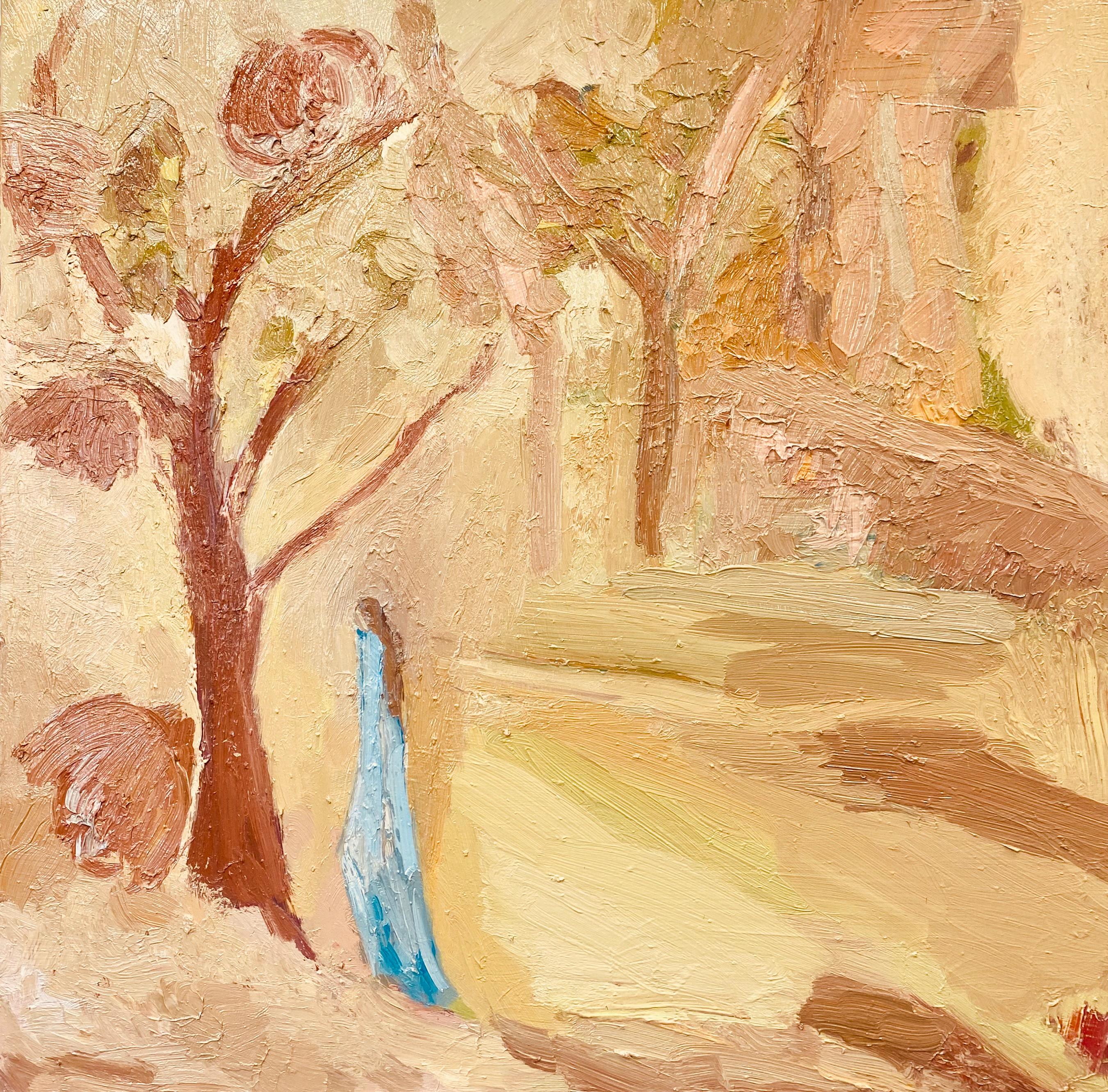 Tempio dei fiori. Pittura ad olio espressionista contemporanea di grandi dimensioni