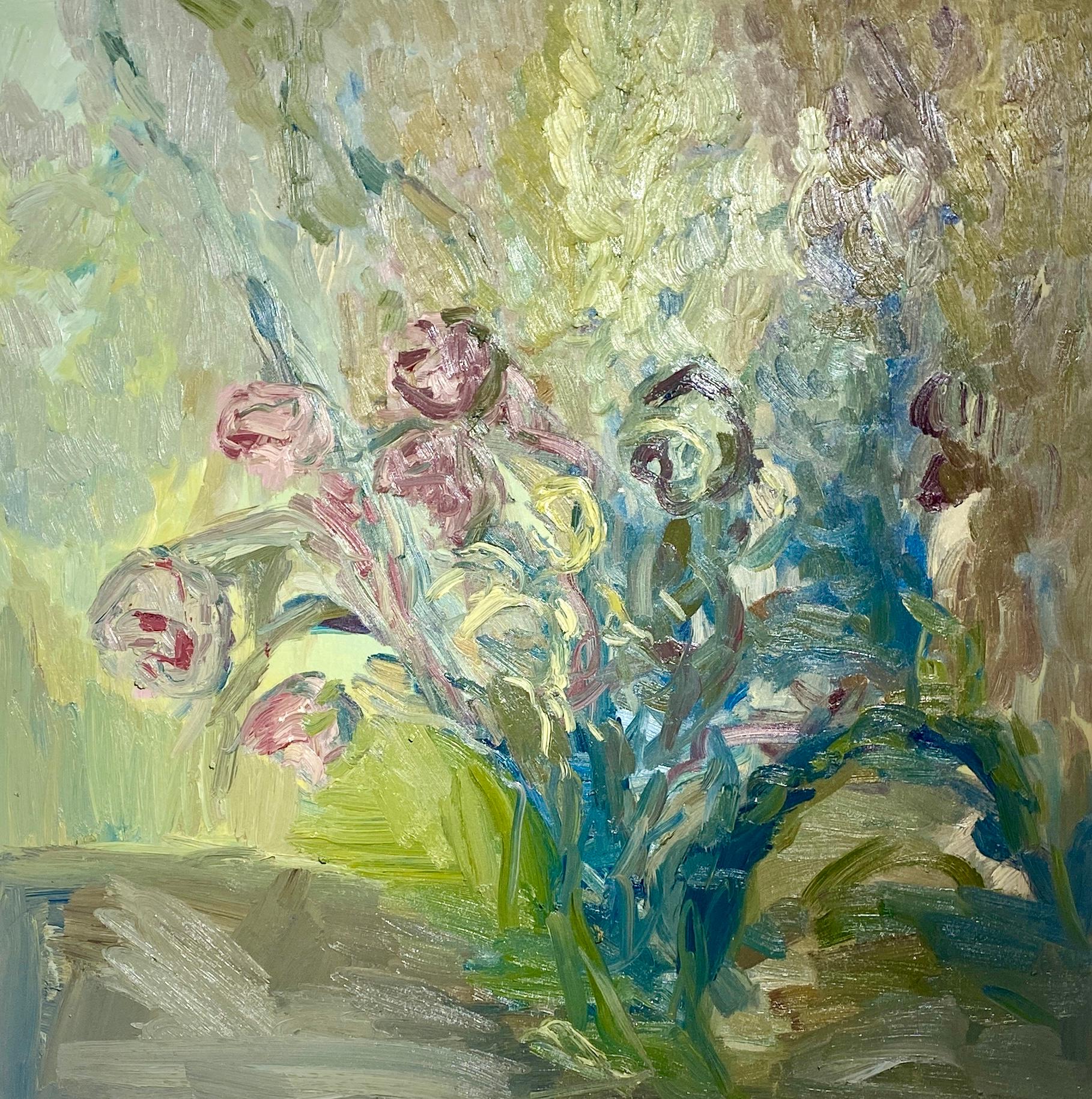 FRANCESCA OWEN  Figurative Painting - Flowers For Adoration. Contemporary Impressionist Oil Painting