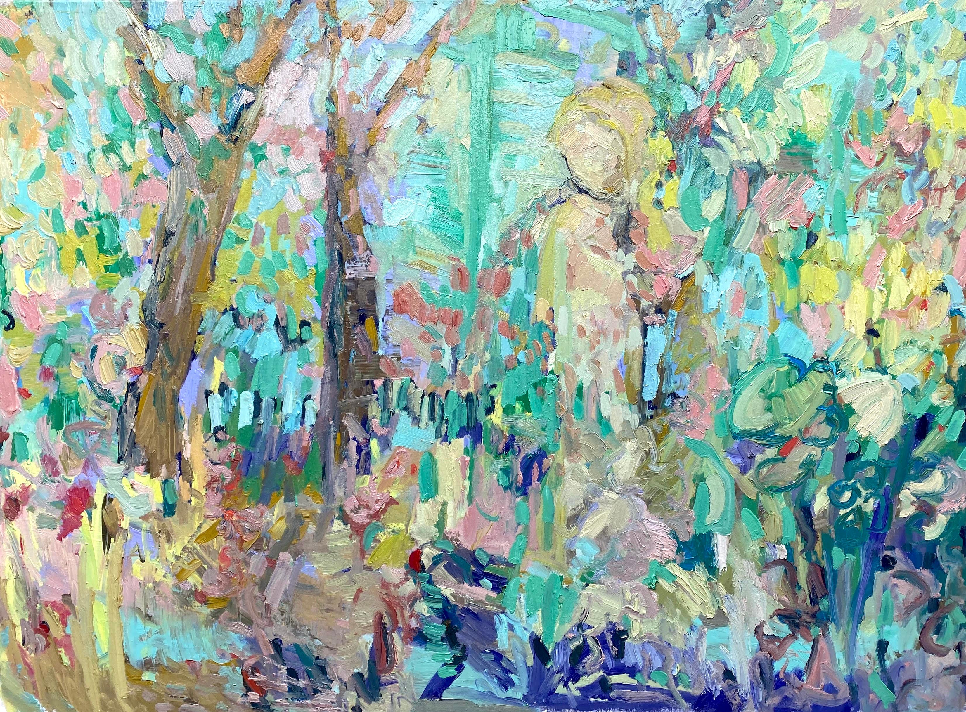 FRANCESCA OWEN  Still-Life Painting - In Renoir's Garden. Large Contemporary Impressionist Oil Painting