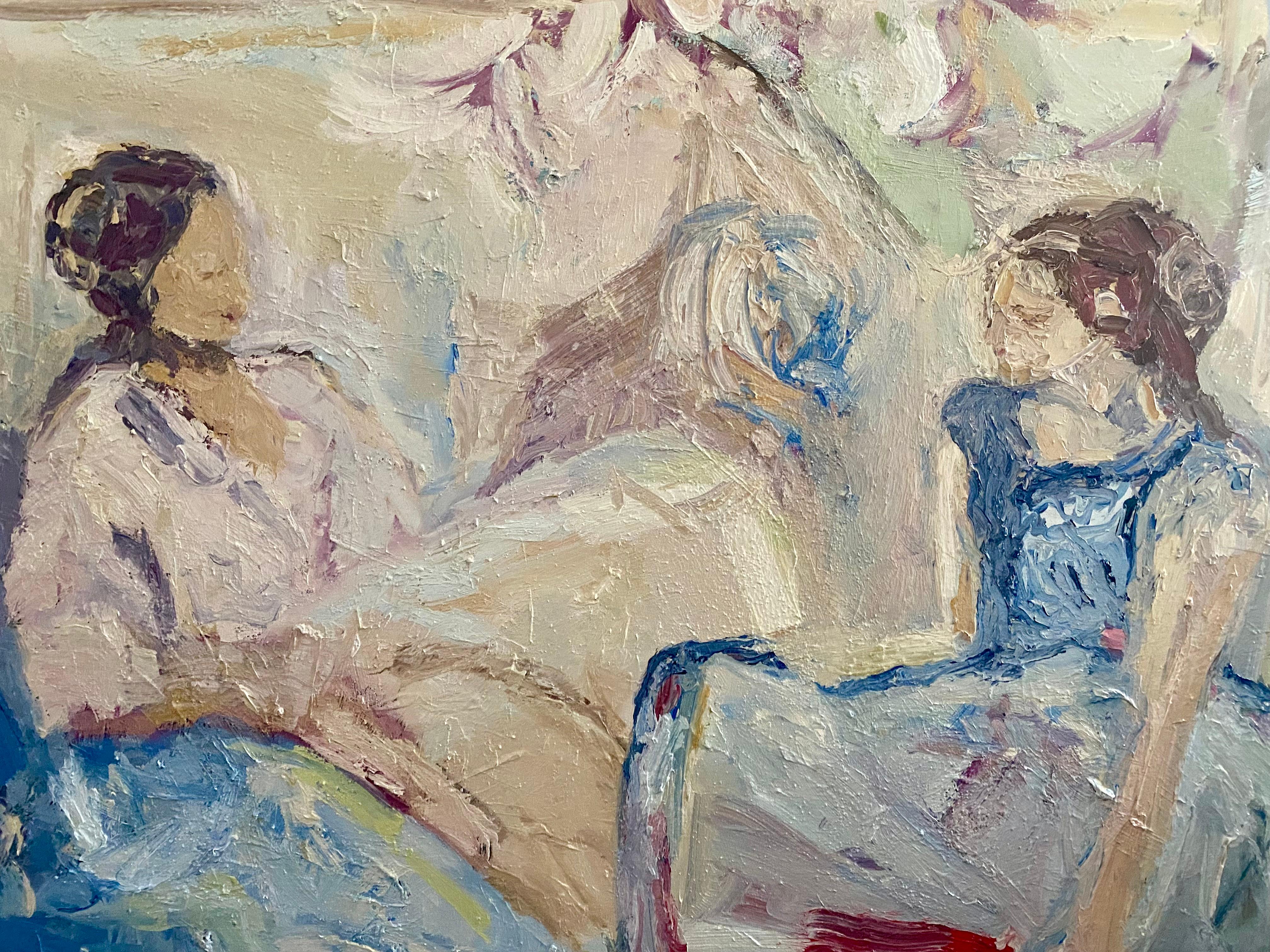 Madre e Hija y el Jardín y el Mar.  Pintura al óleo contemporánea - Painting Expresionismo abstracto de FRANCESCA OWEN 