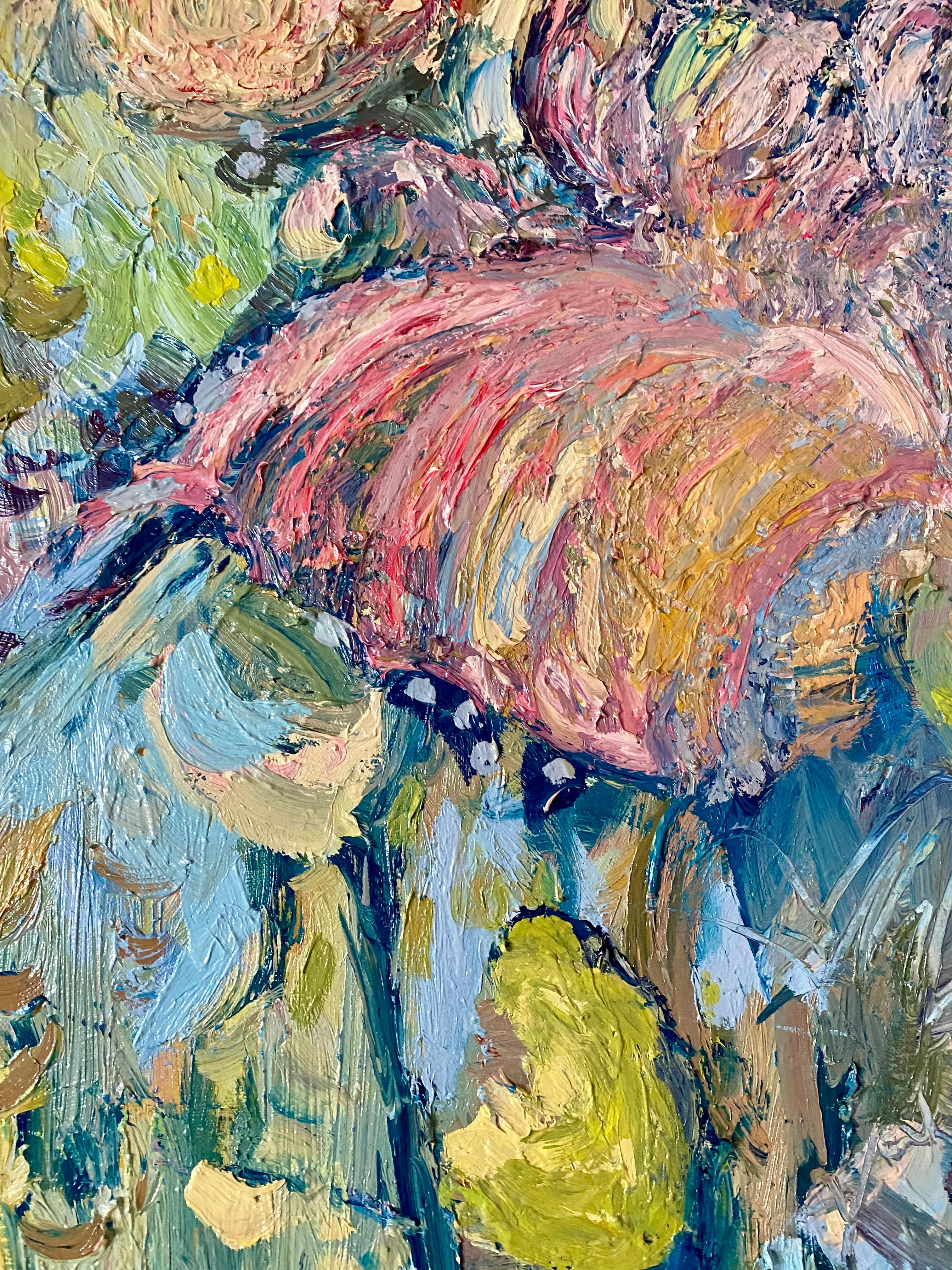 Sólo las mariposas vagan libres.  Pintura al óleo impresionista contemporánea en venta 1