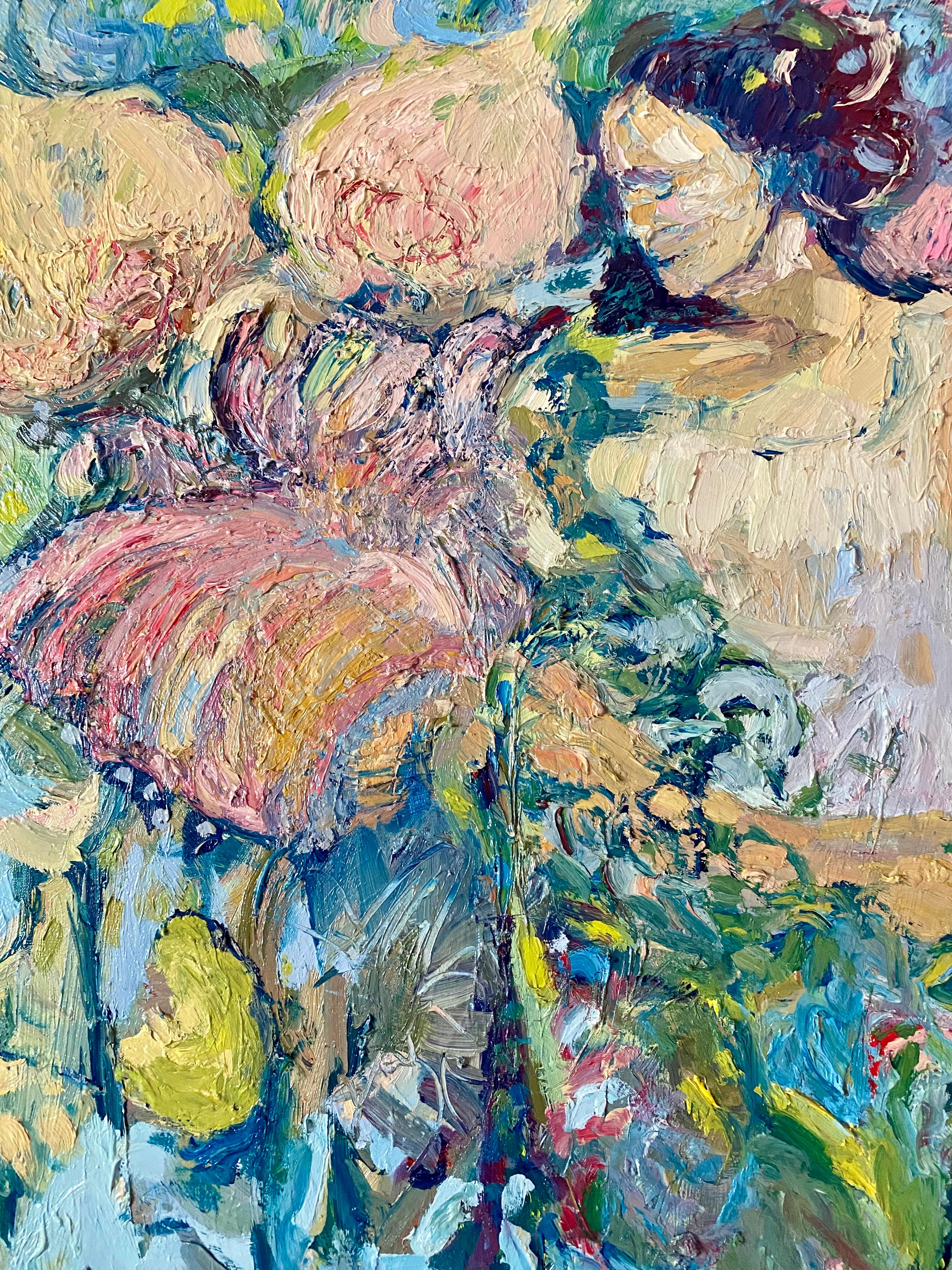 Sólo las mariposas vagan libres.  Pintura al óleo impresionista contemporánea en venta 2