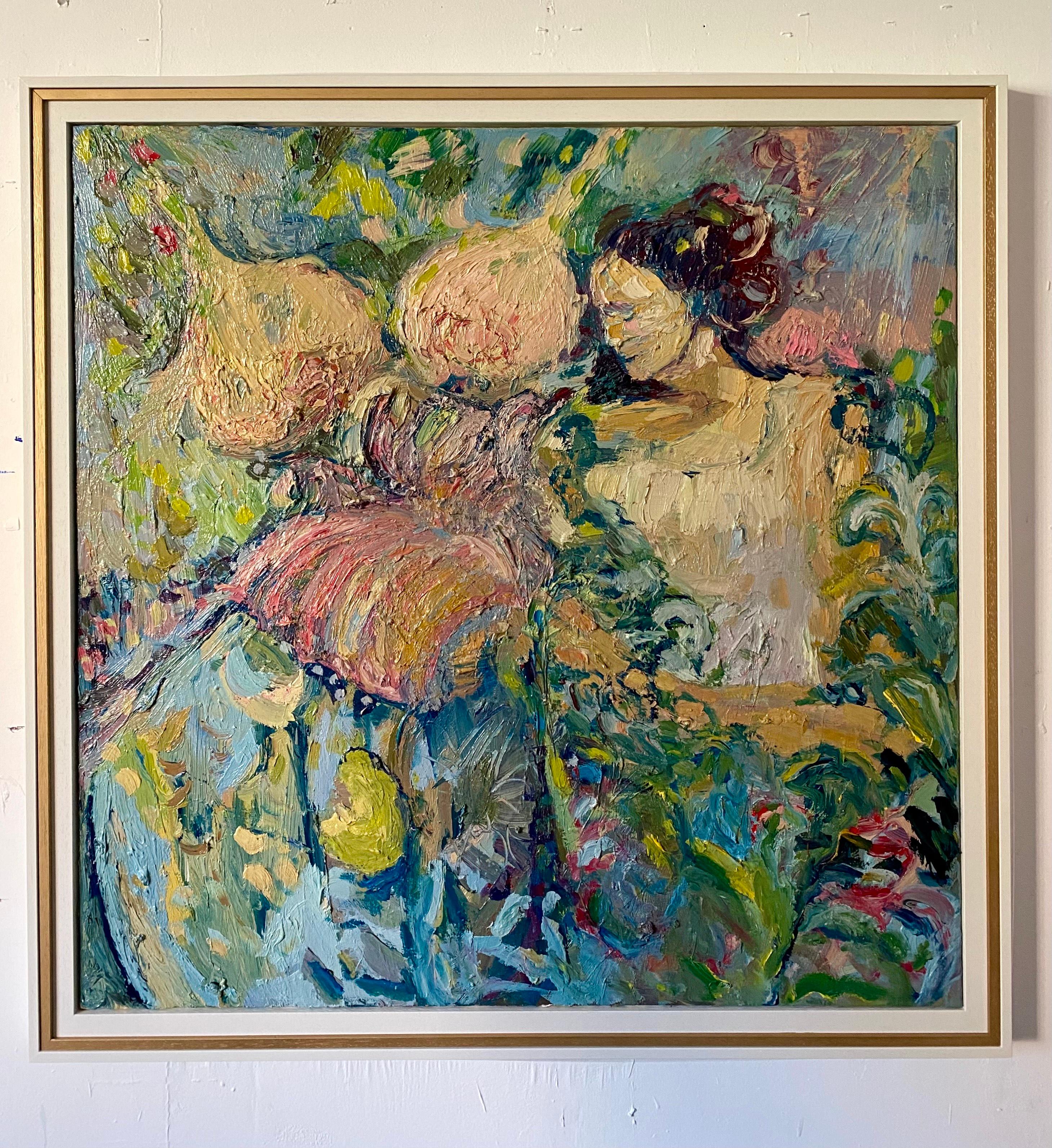 Sólo las mariposas vagan libres.  Pintura al óleo impresionista contemporánea en venta 3