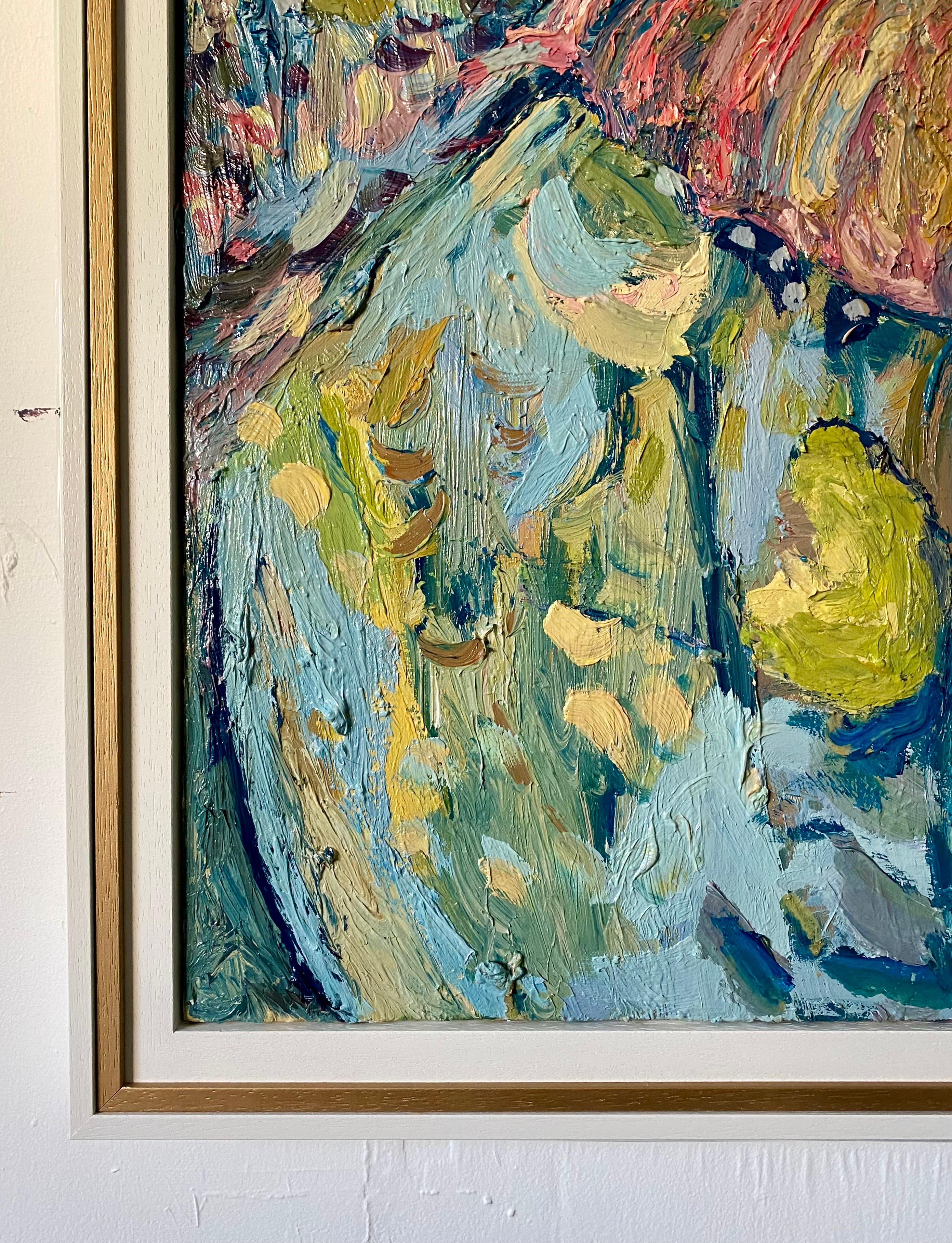 Sólo las mariposas vagan libres.  Pintura al óleo impresionista contemporánea en venta 4