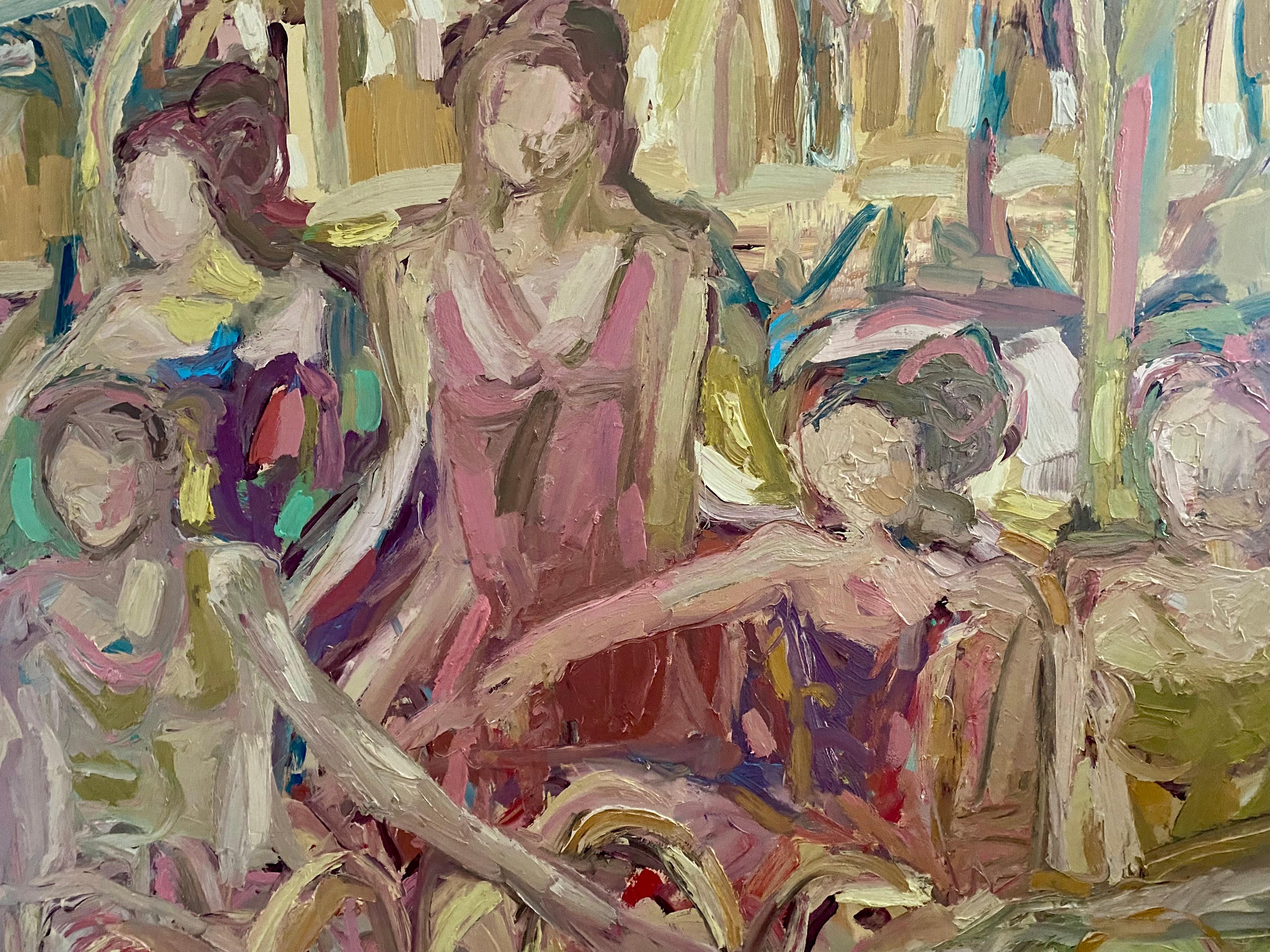 Bailarinas del Palacio Rosa de la Ciudad Dorada.  Pintura al óleo contemporánea en venta 5