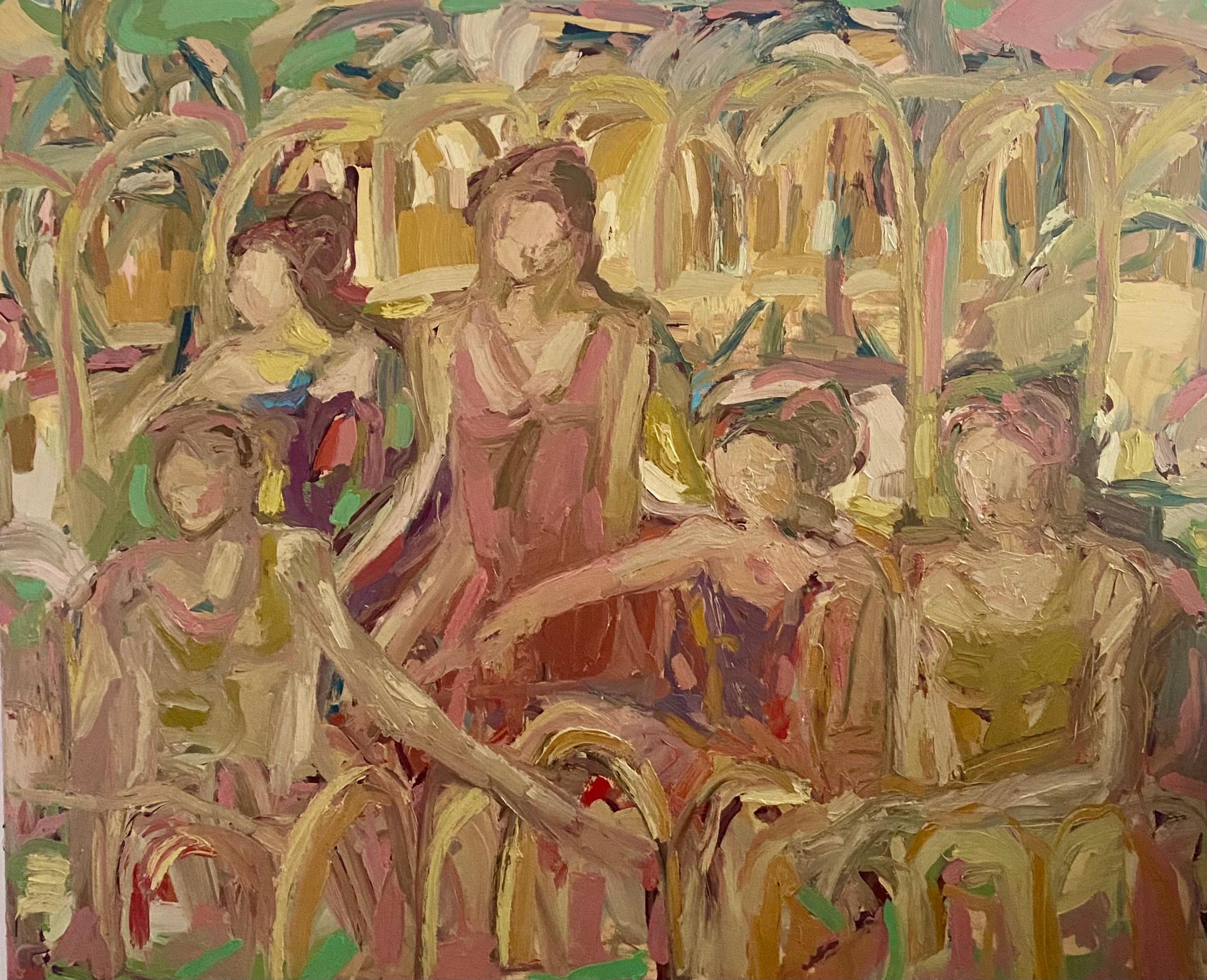 Bailarinas del Palacio Rosa de la Ciudad Dorada.  Pintura al óleo contemporánea - Painting de FRANCESCA OWEN 