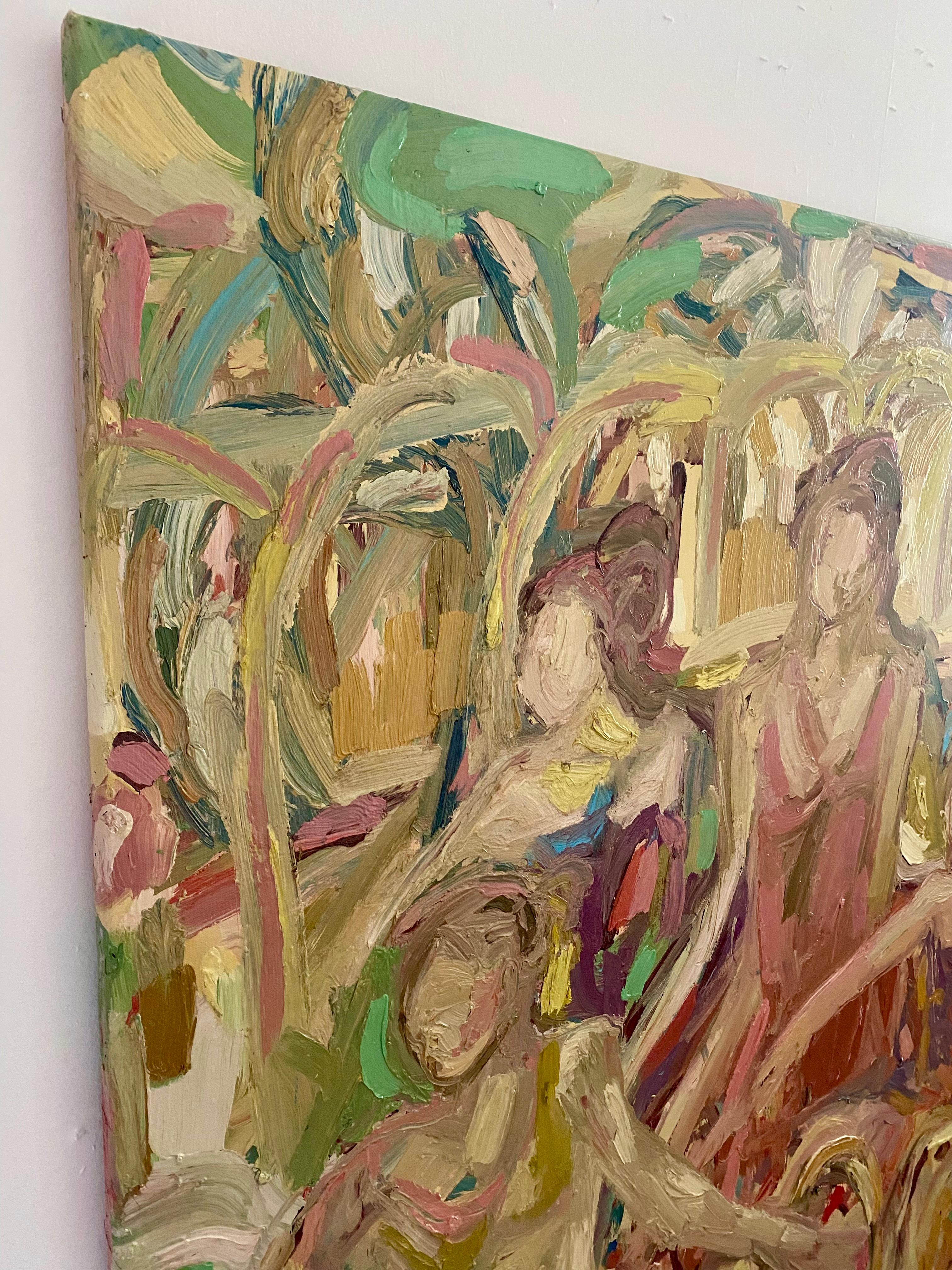 Bailarinas del Palacio Rosa de la Ciudad Dorada.  Pintura al óleo contemporánea - Painting Expresionismo abstracto de FRANCESCA OWEN 