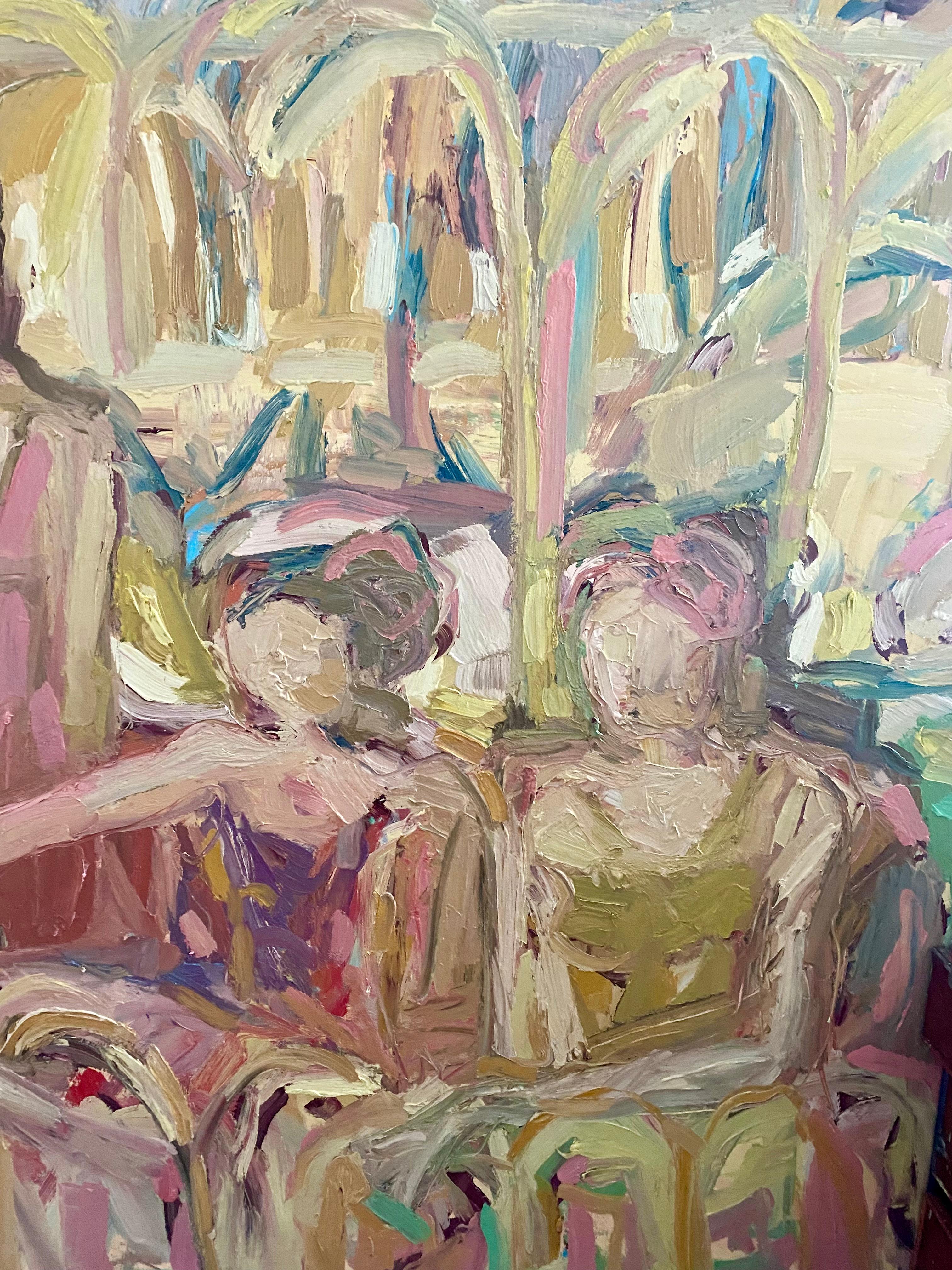 Bailarinas del Palacio Rosa de la Ciudad Dorada.  Pintura al óleo contemporánea - Figurative Painting Marrón de FRANCESCA OWEN 
