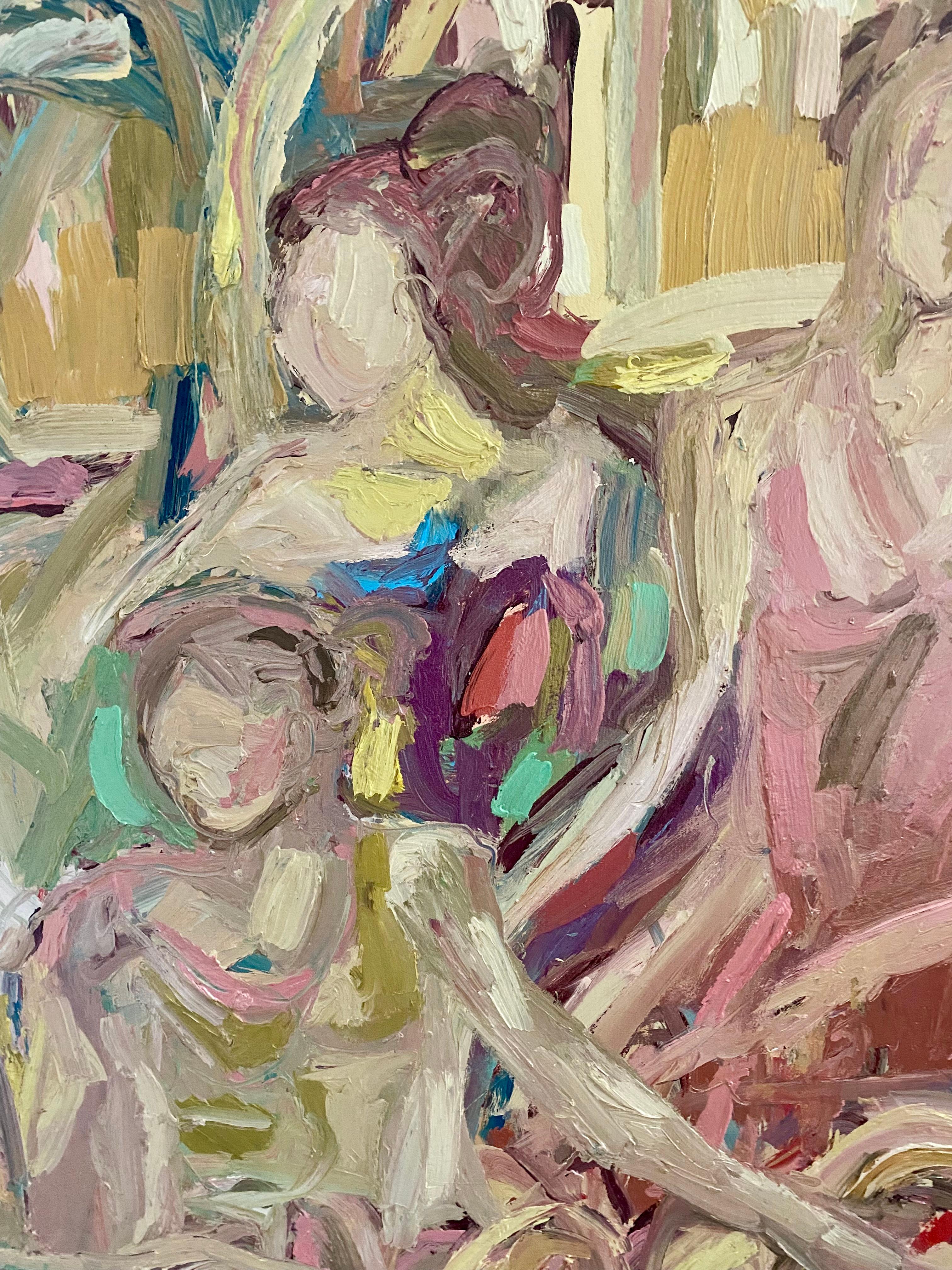 Bailarinas del Palacio Rosa de la Ciudad Dorada.  Pintura al óleo contemporánea en venta 2