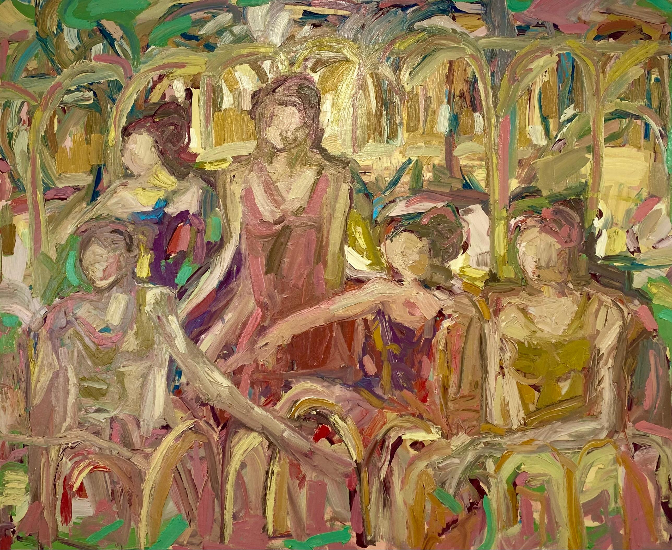Figurative Painting de FRANCESCA OWEN  - Bailarinas del Palacio Rosa de la Ciudad Dorada.  Pintura al óleo contemporánea
