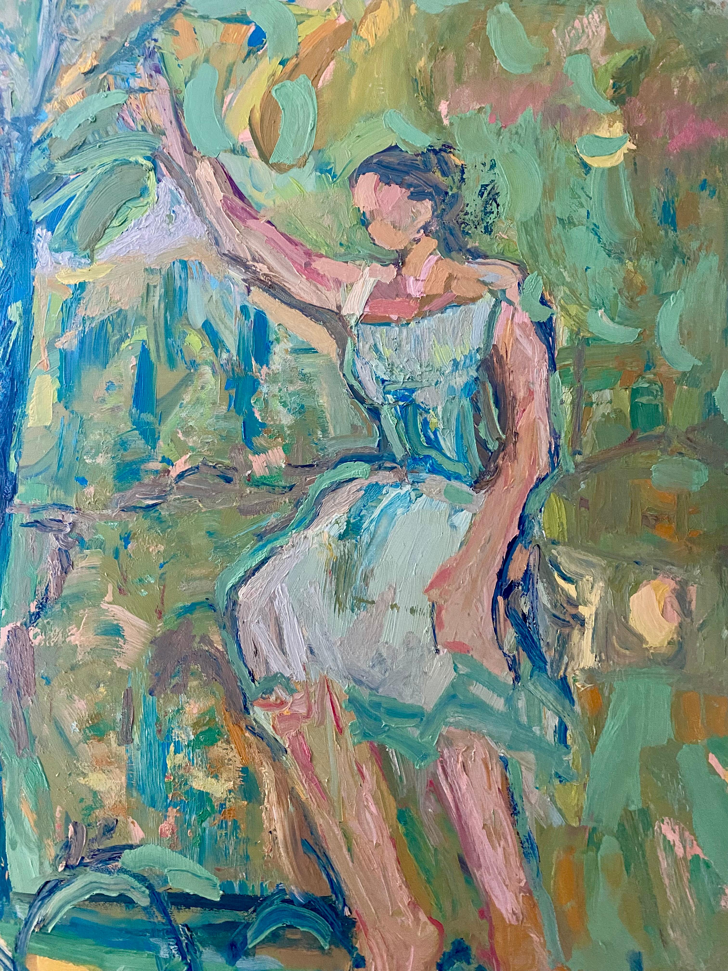 Playing In The Green Garden.  Contemporary Oil Painting For Sale 5