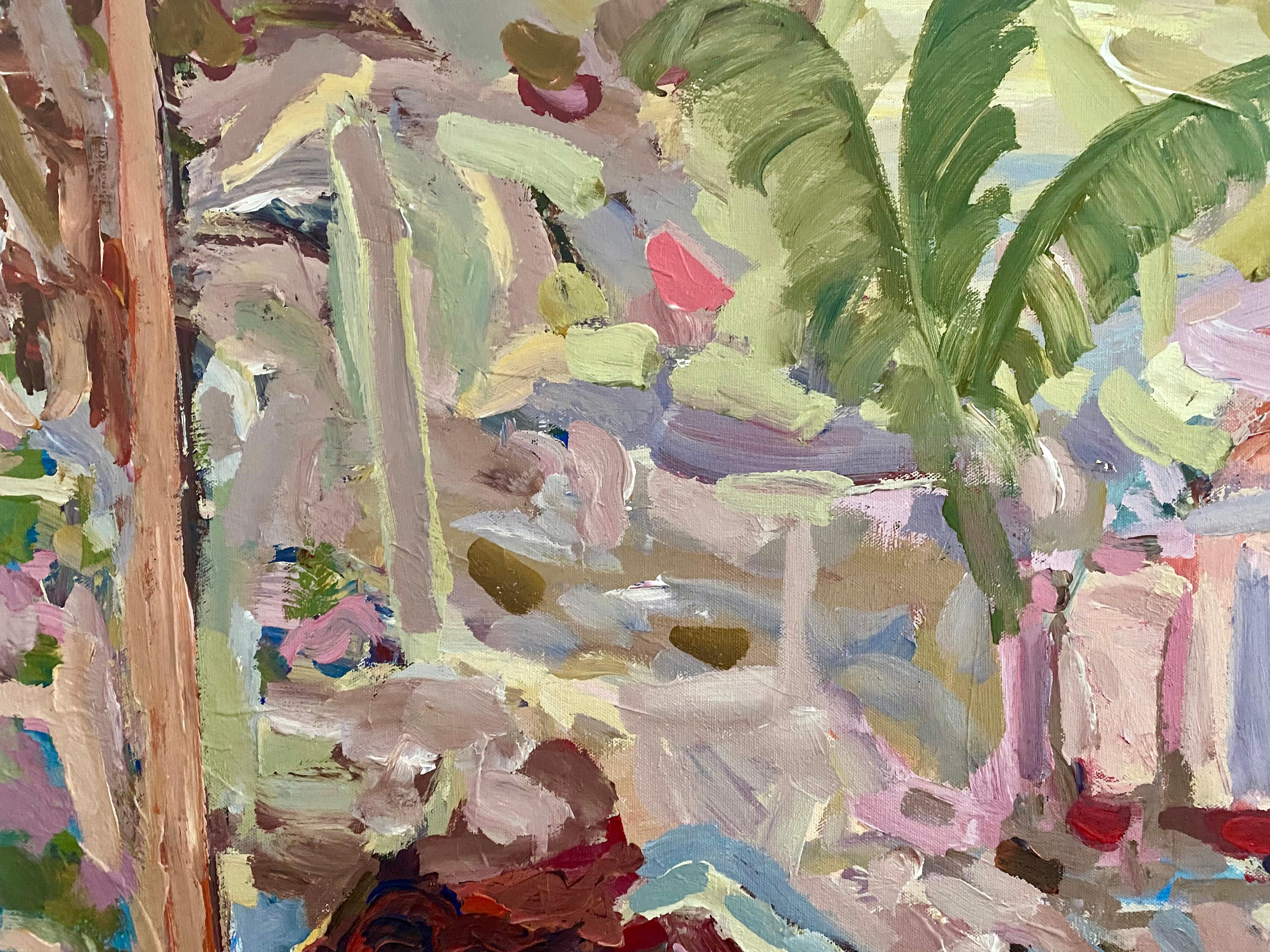 Descansando en los Jardines Rosas.  Pintura al óleo contemporánea - Painting Expresionismo abstracto de FRANCESCA OWEN 