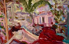Resting In The Pink Gardens.  Contemporary Oil Painting