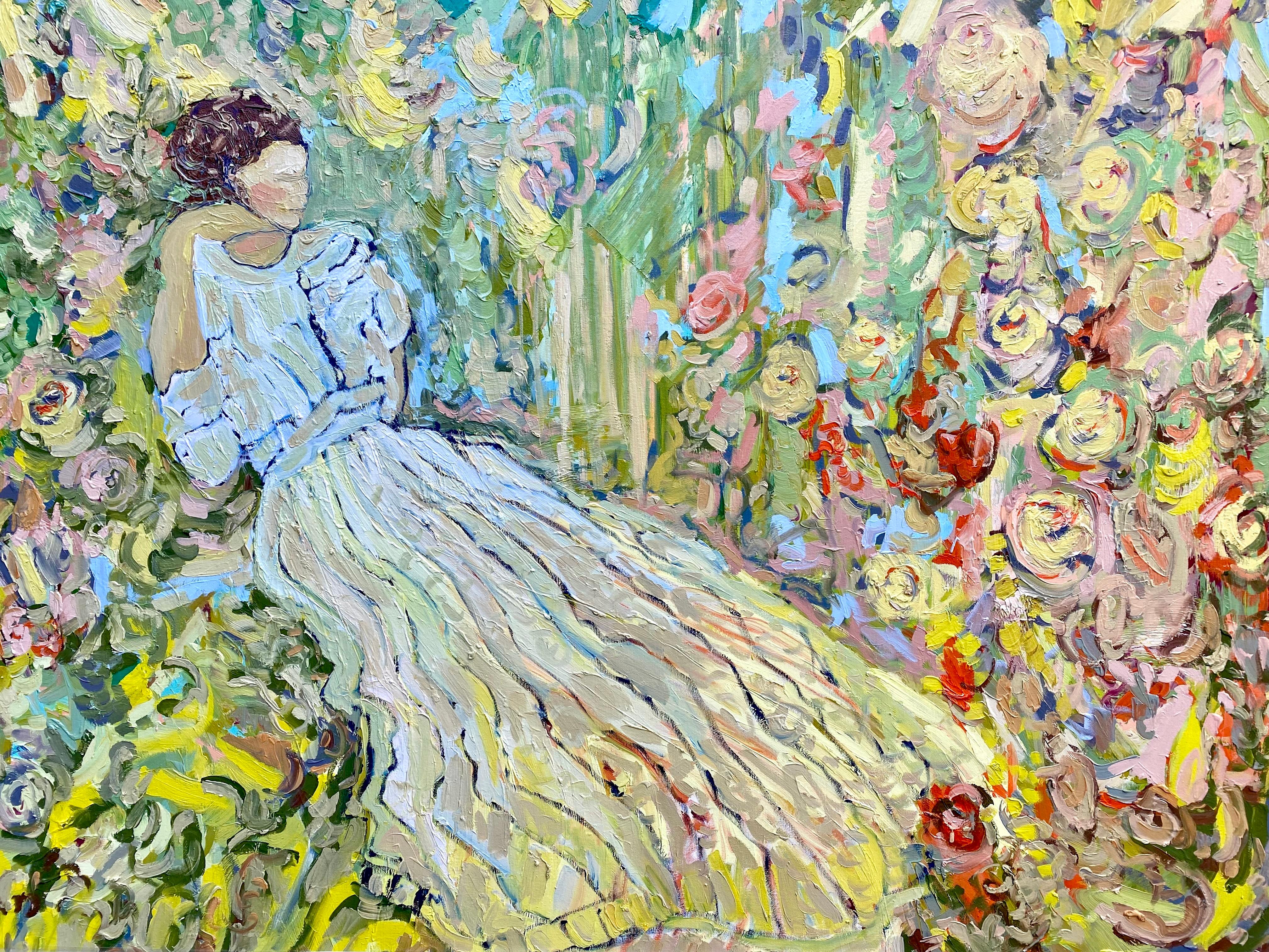 FRANCESCA OWEN  Landscape Painting - Salvation Is The Garden. Large Contemporary Figurative Oil Painting