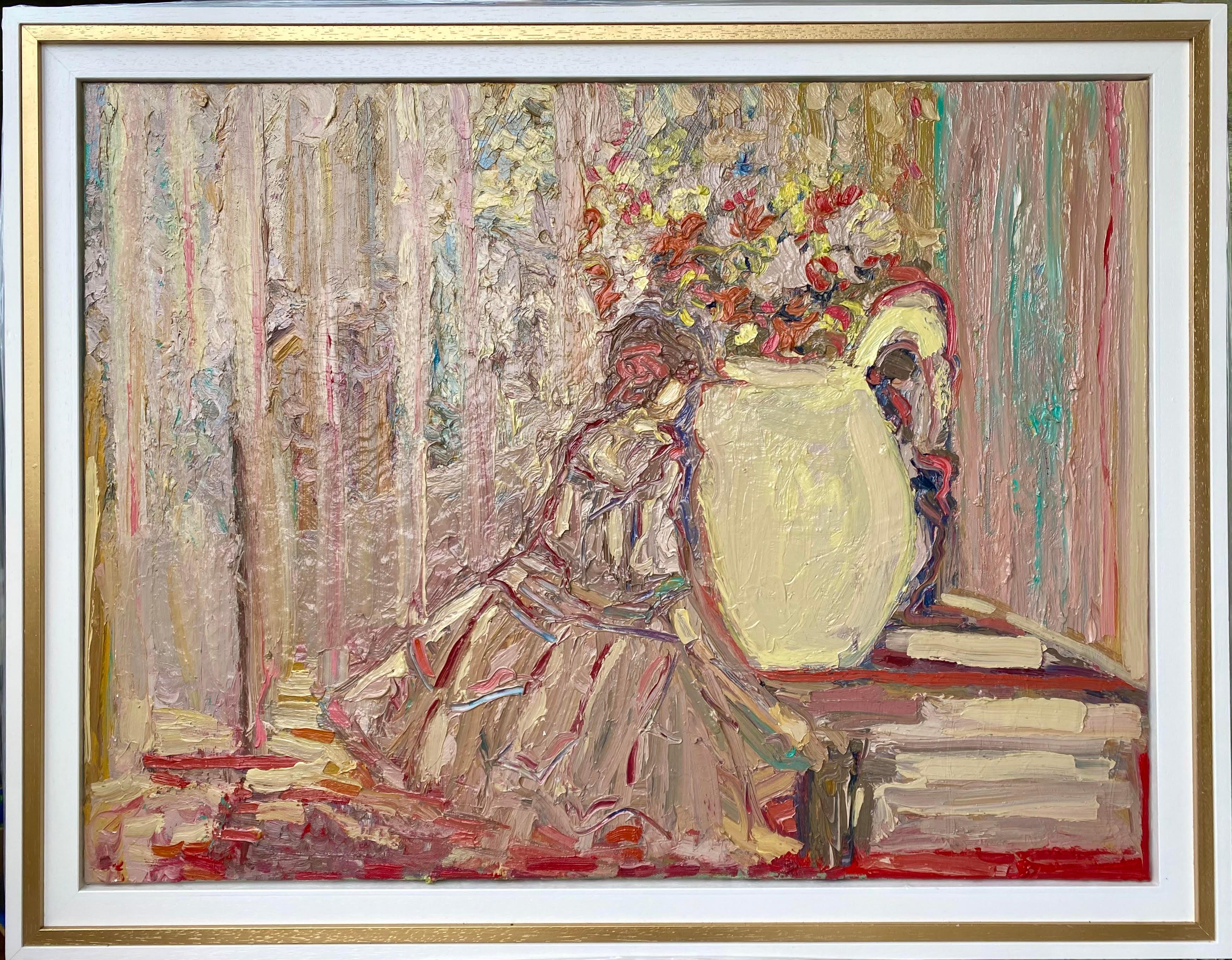 Still-Life Painting de FRANCESCA OWEN  - Cuidando las flores Pintura al óleo figurativa contemporánea