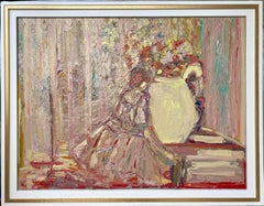 Die Blumen pflegen Zeitgenössische figurative Ölgemälde