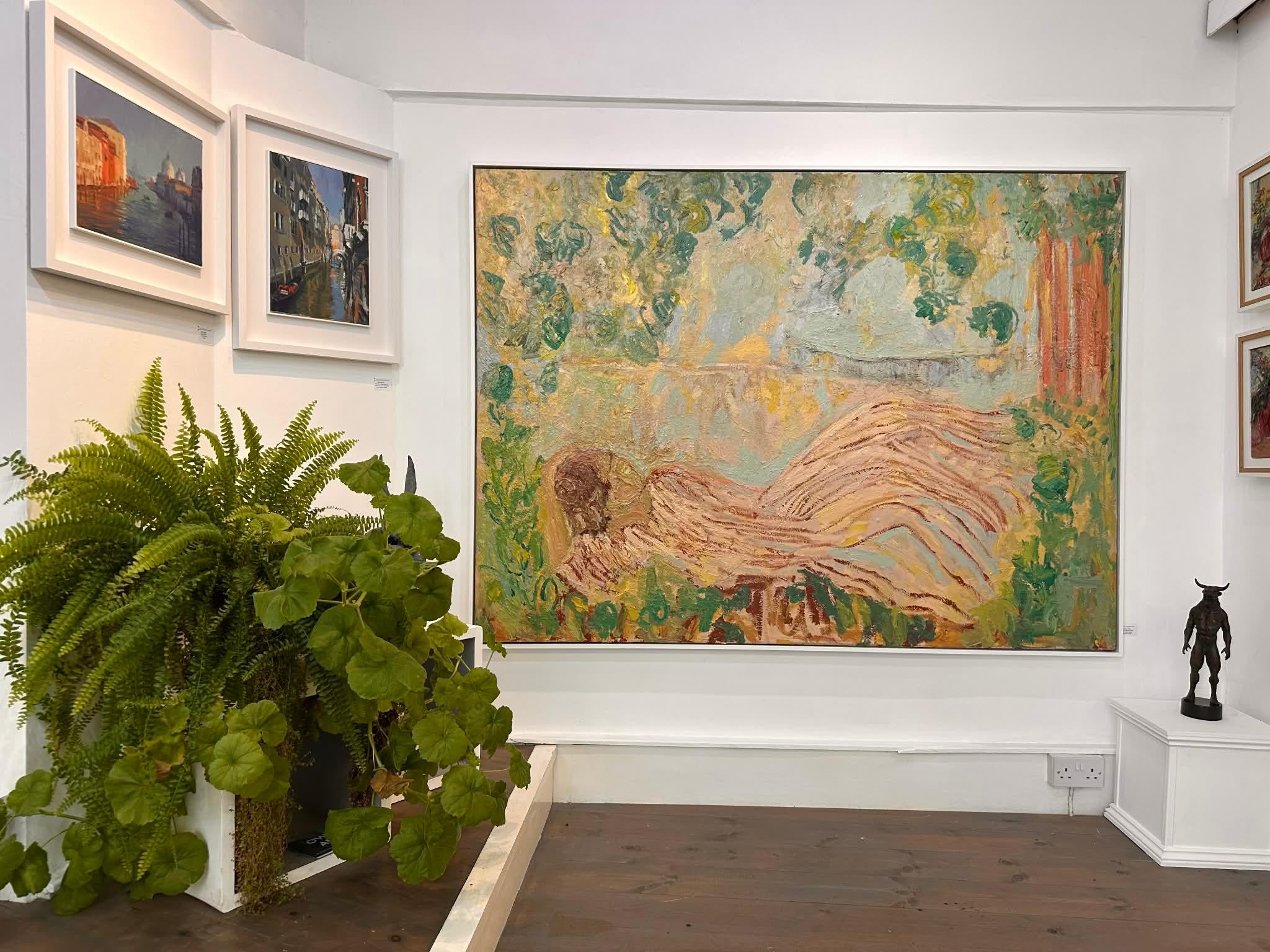 Der Garten tanzt, auch wenn die Rosen schlafen. Impressionistisches Ölgemälde (Impressionismus), Painting, von FRANCESCA OWEN 