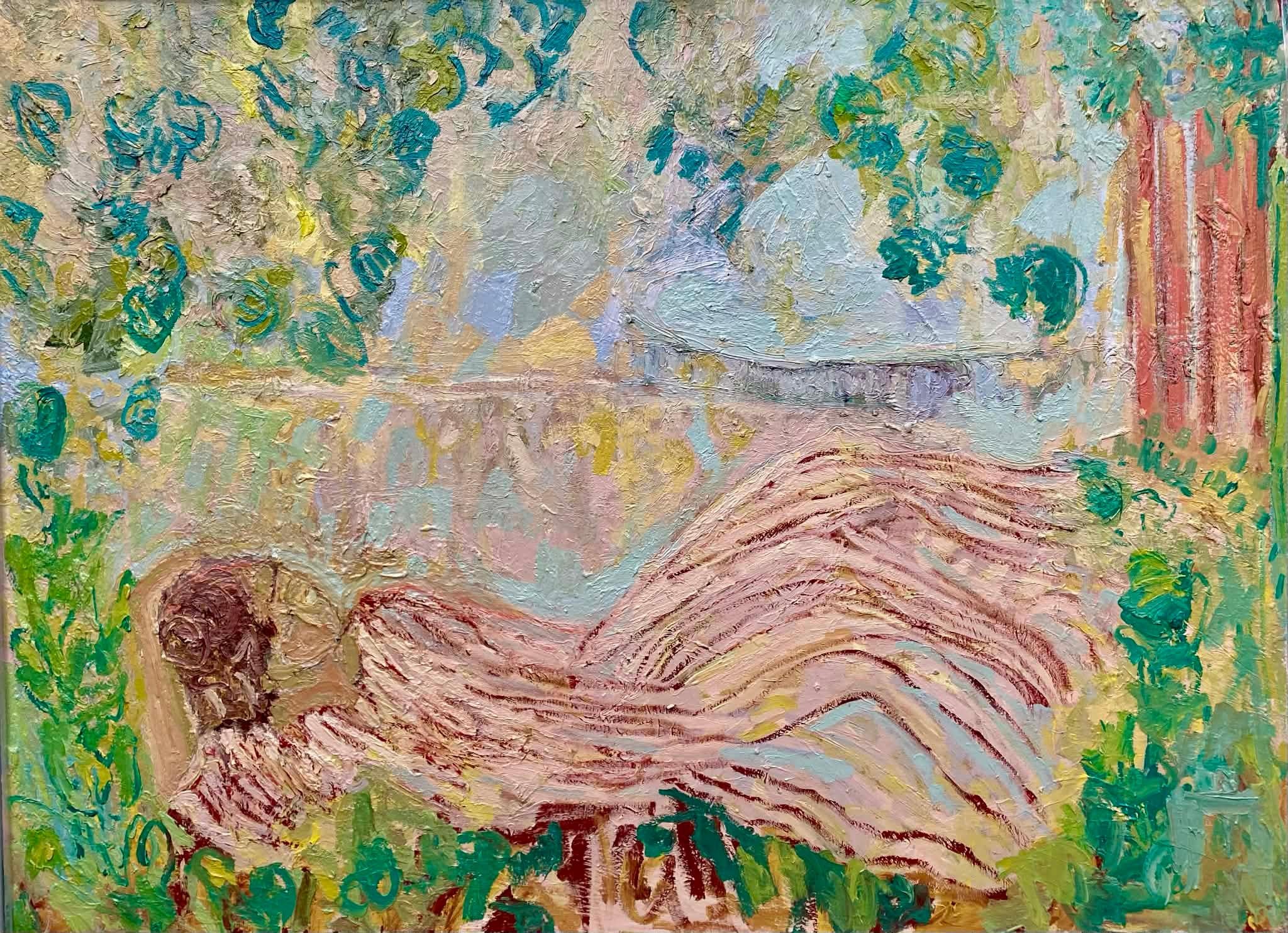 The Garden Dances Even While The Roses Sleep. Impressionist Oil Painting