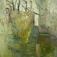 Los Pasos del Templo de Magnolia.  Pintura al óleo de paisajes contemporáneos