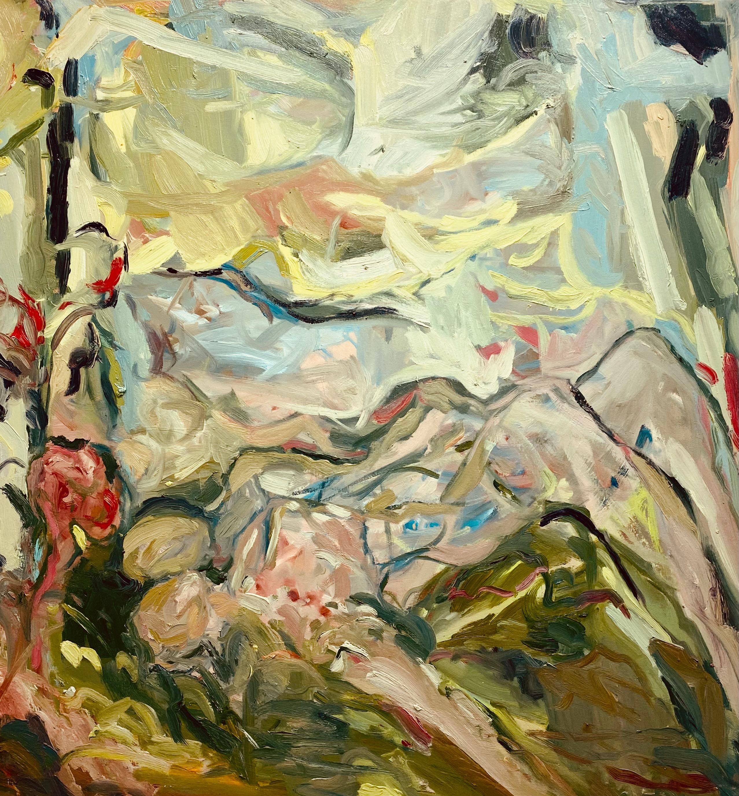 Die Wolken treiben sehen. Großes expressionistisches figuratives Ölgemälde