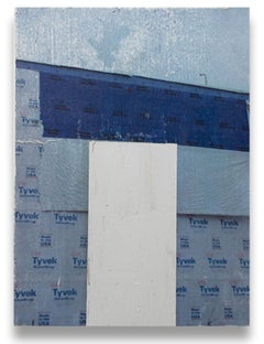 "Door #18 (Tyvek 1)" Photo collage, oil & acrylic on panel, urban architecture