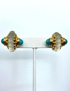 Francesca Romana Carved Rock Crystal Earrings, 1990s