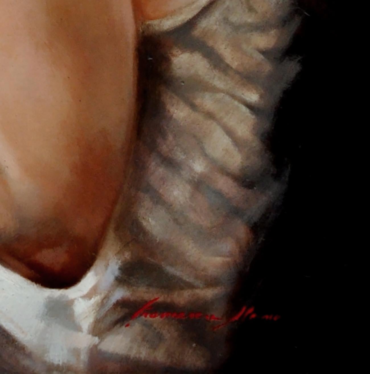 MY SECRET BOOK - Francesca Strino Italian figurative oil on canvas painting 3