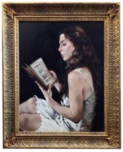 MY SECRET BOOK - Francesca Strino Italian figurative oil on canvas painting