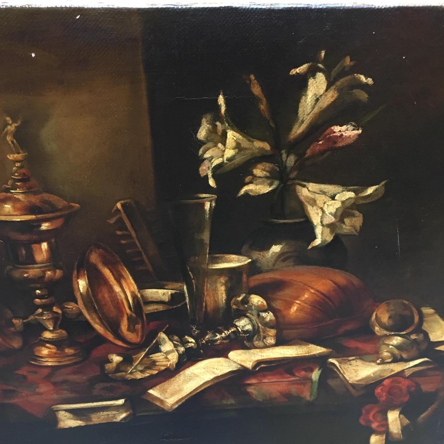 Stillleben – Francesca Strino, Italienisches Gemälde in Öl auf Leinwand im Angebot 4