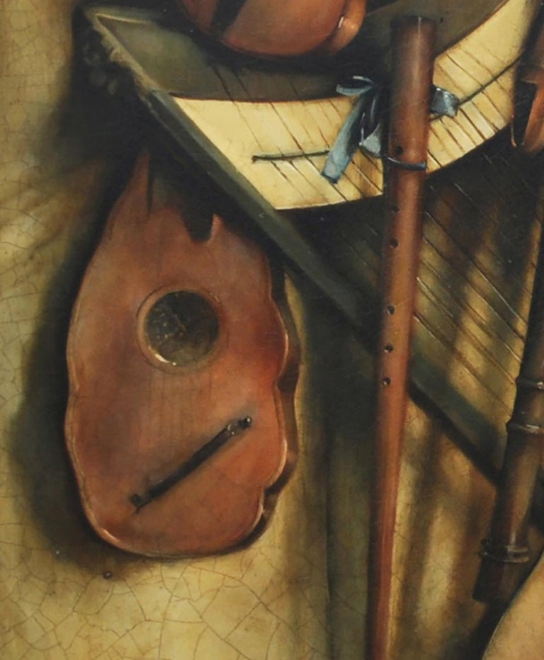 STILL LIFE MUSICAL INSTRUMENTS- Francesca Strino Italian oil on canvas painting For Sale 5