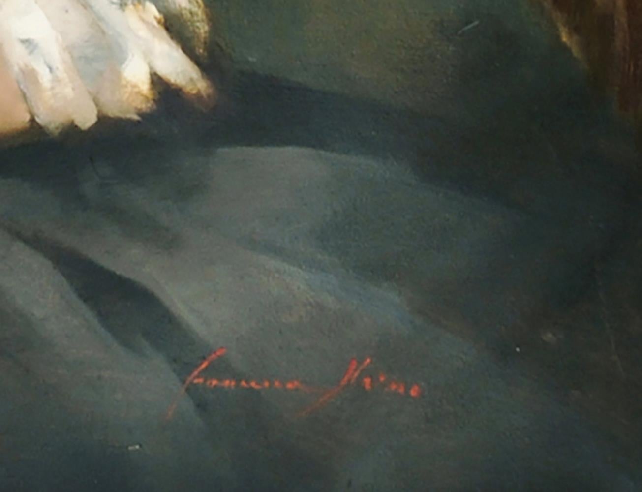 THE GUItar - Peinture figurative italienne à l'huile sur toile de Francesca Strino en vente 5