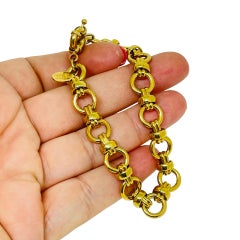 FRANCESCA VISCONTI signed vintage gold tone designer link chain bracelet