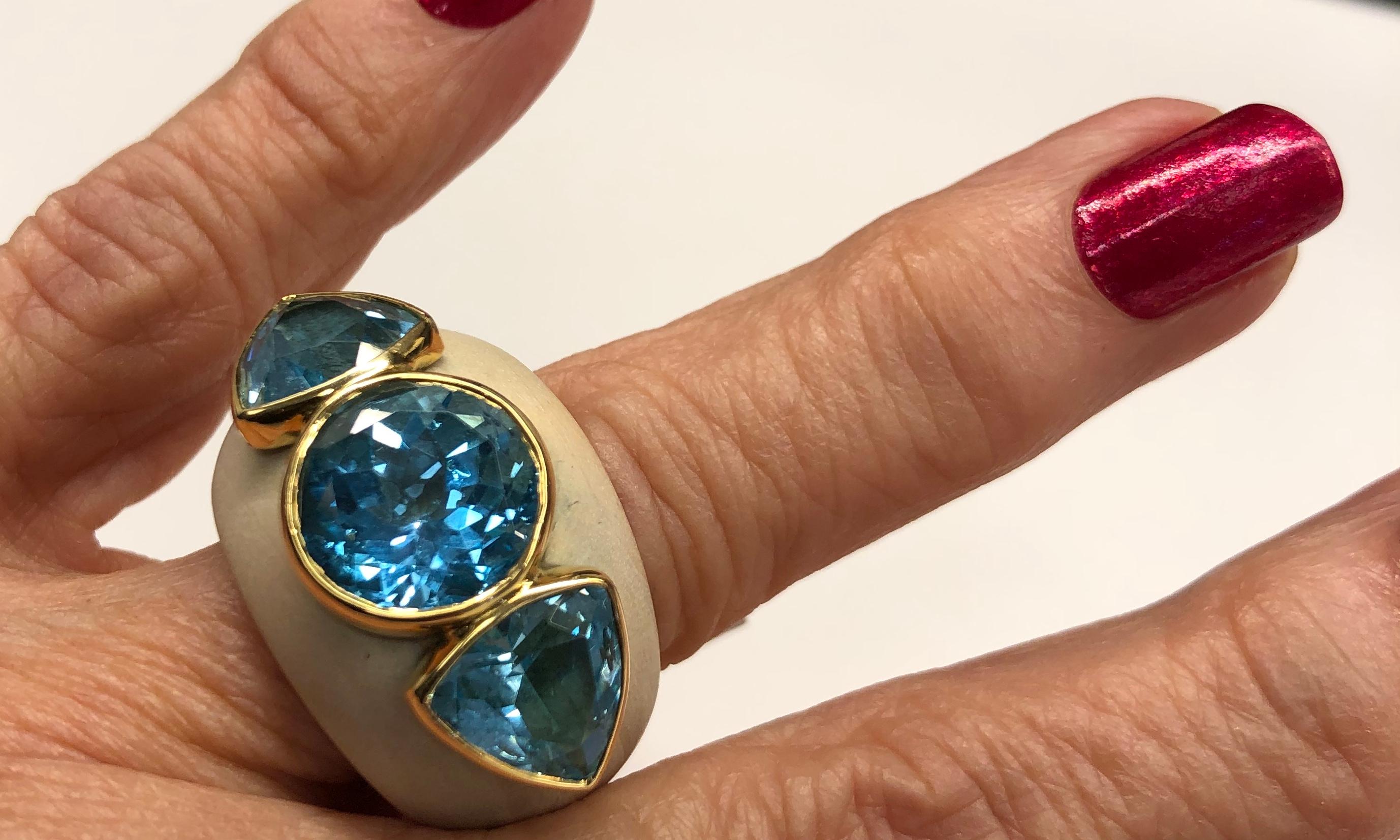 Francesca Visconti Wood and Blue Topaz Ring 3