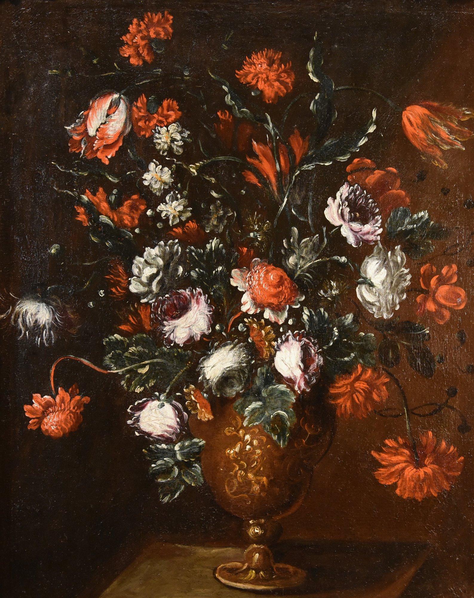 Francesca Volò Smiller, genannt Vincenzina (Mailand, 1657 - 1700) zugeschrieben
Blumenkomposition, die aus einer geprägten Vase überläuft
(LINK)

Öl auf Leinwand
79 x 61 cm.
Gerahmt 89 x 70 cm.

Die elegante Leinwand, die wir hier vorschlagen, lässt