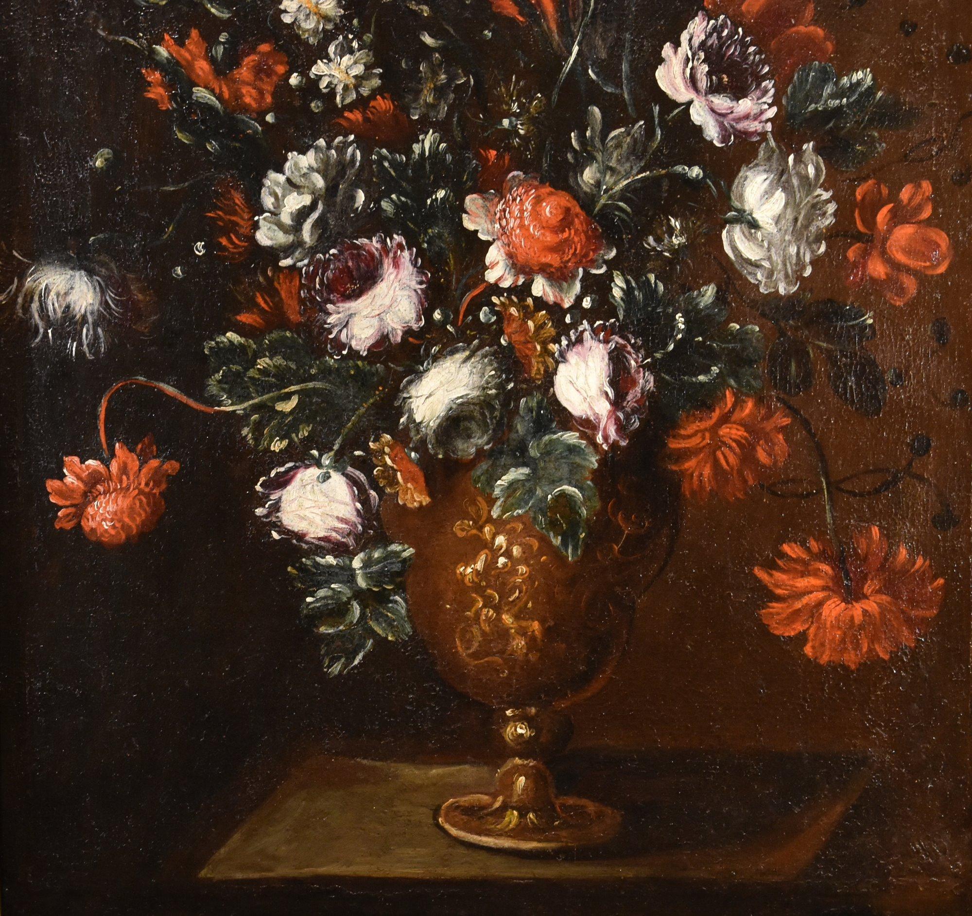 Blumen Stillleben Volo 17. Jahrhundert Gemälde Öl auf Leinwand Alter Meister Italt im Angebot 2
