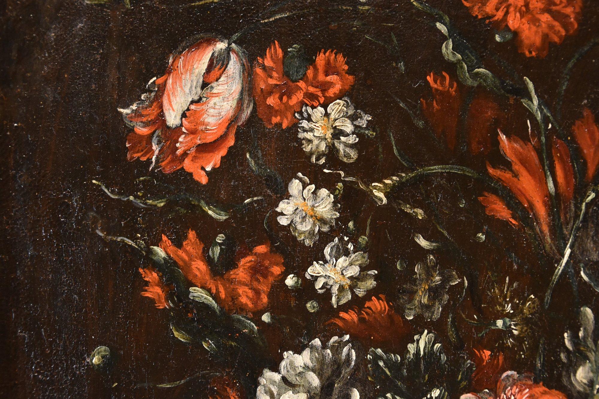 Blumen Stillleben Volo 17. Jahrhundert Gemälde Öl auf Leinwand Alter Meister Italt im Angebot 5