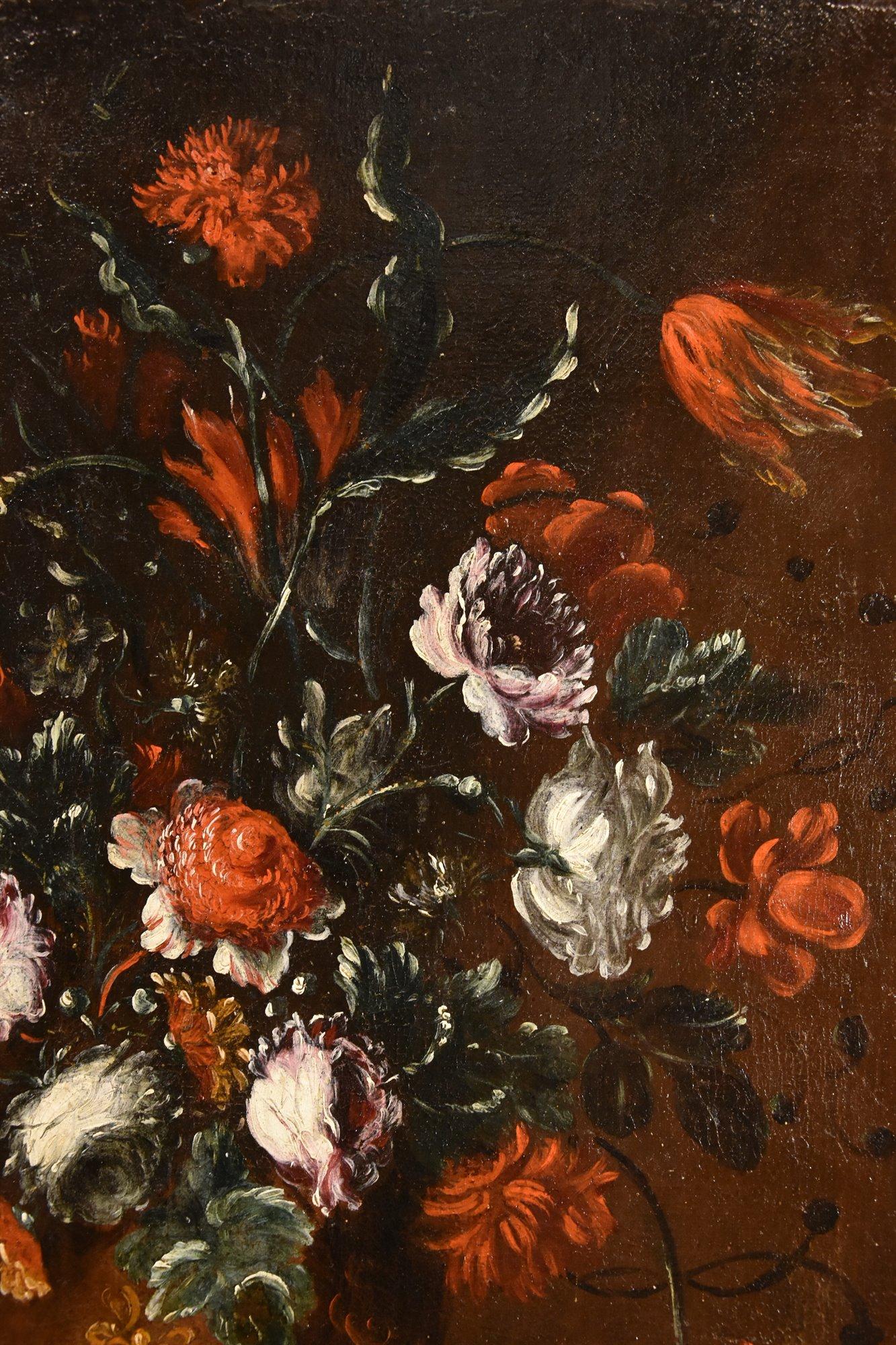Blumen Stillleben Volo 17. Jahrhundert Gemälde Öl auf Leinwand Alter Meister Italt im Angebot 6