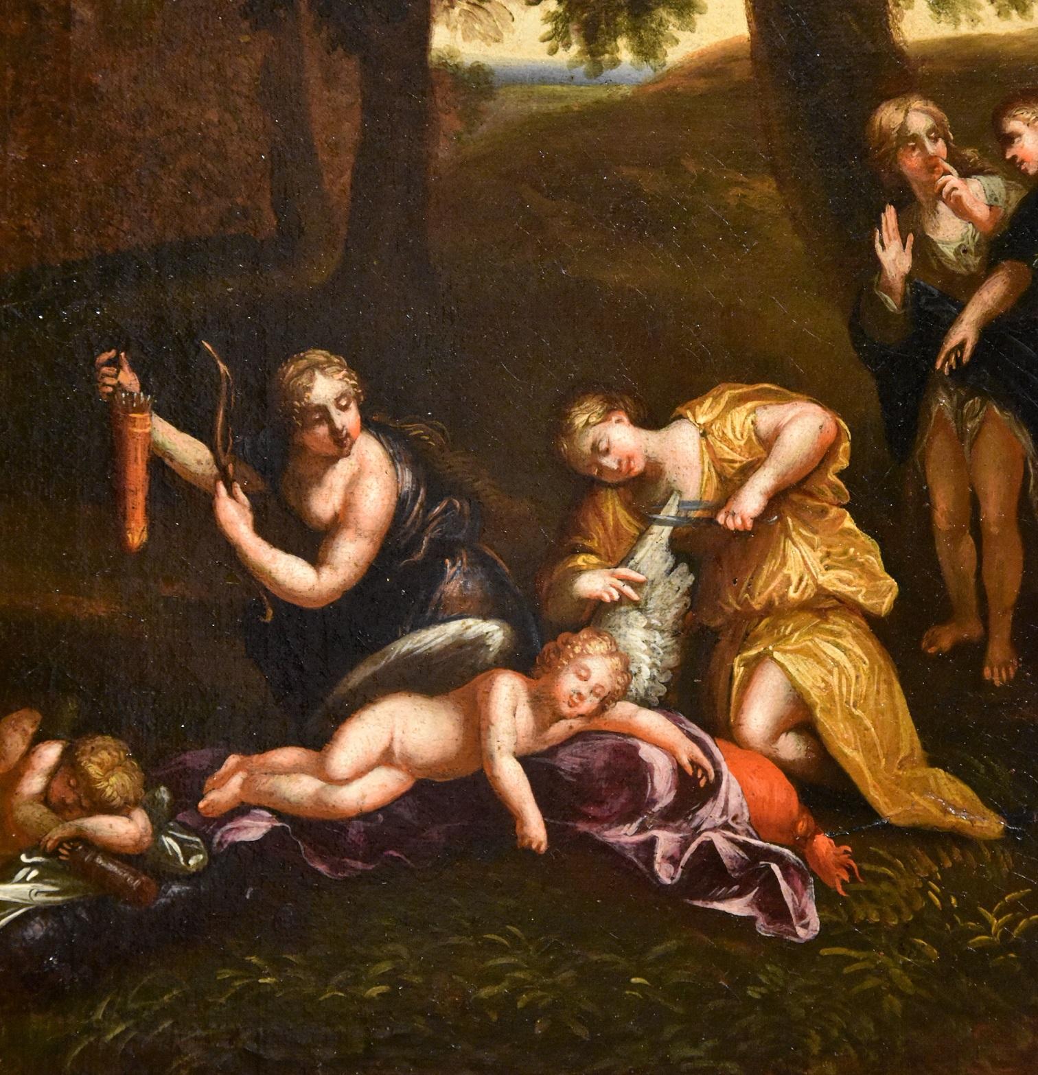 Nymphs Albani Paint Oil on canvas 17th Century Old master Italy Landscape Italy 7