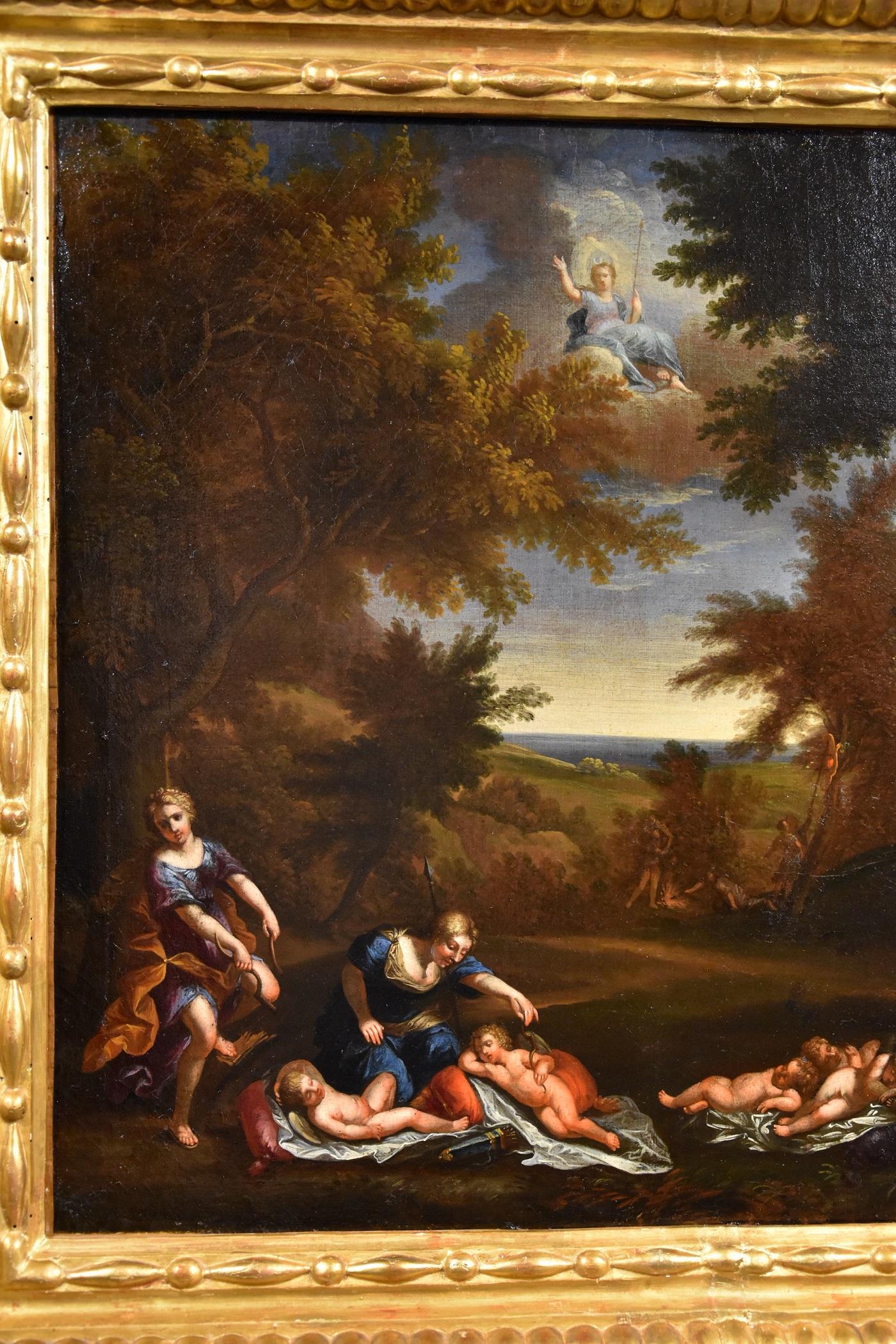 Nymphs Albani Paint Oil on canvas 17th Century Old master Italy Landscape Italy 9