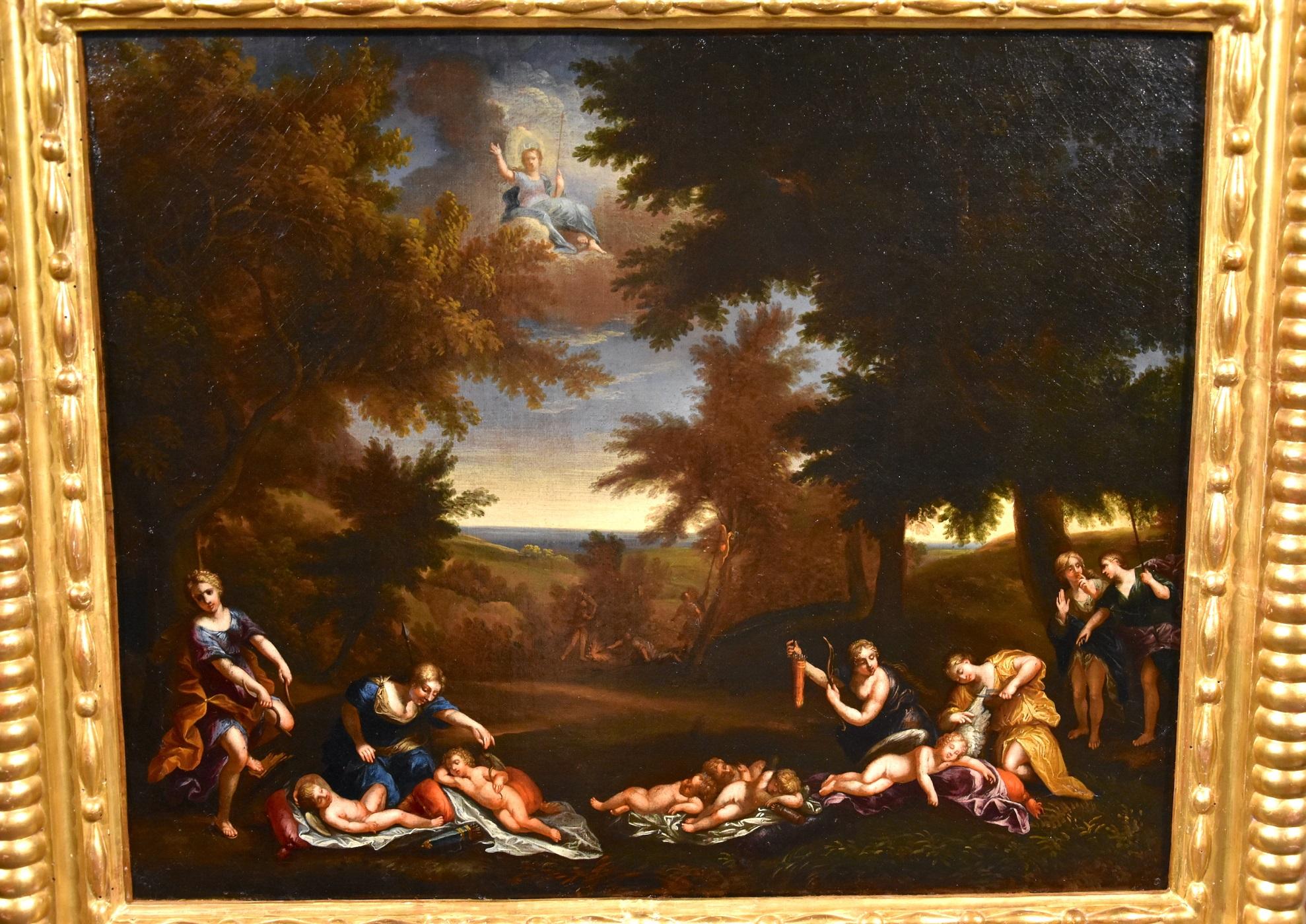 Nymphs Albani Paint Oil on canvas 17th Century Old master Italy Landscape Italy 12
