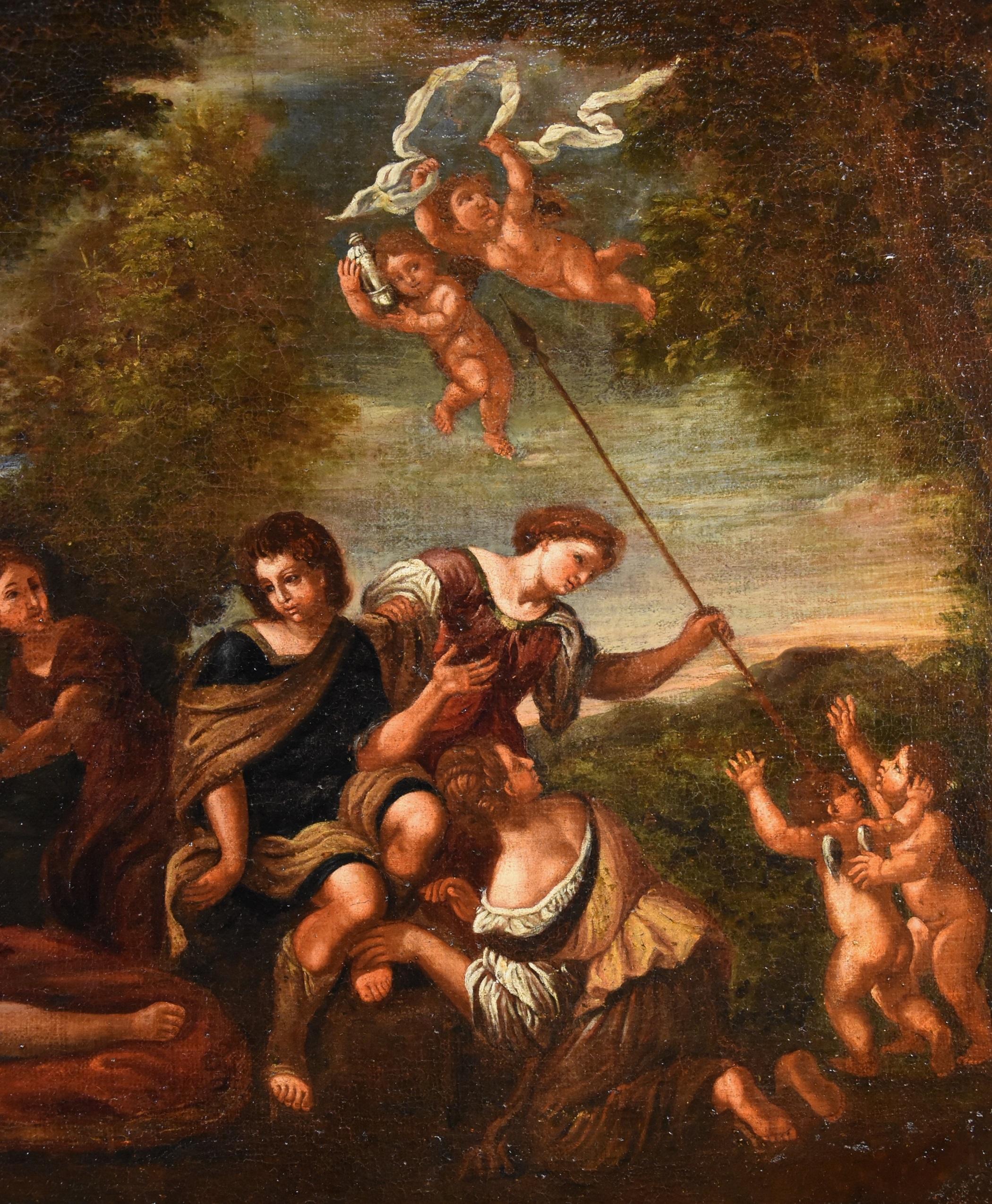 Diana Albani Mythological Paint Oil on canvas 17th Century Old master Italy Art For Sale 4
